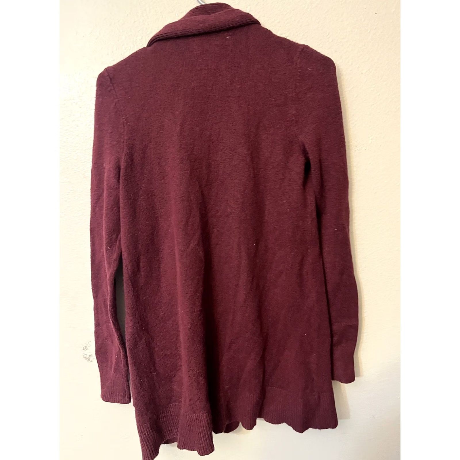 Ann Taylor LOFT Cardigan Sweater Open Front Long Slv. sz Small Red Knit Cotton Blend Women's Cardigan Loft Sweater Size S / US 4 / IT 40 - 2 Thumbnail