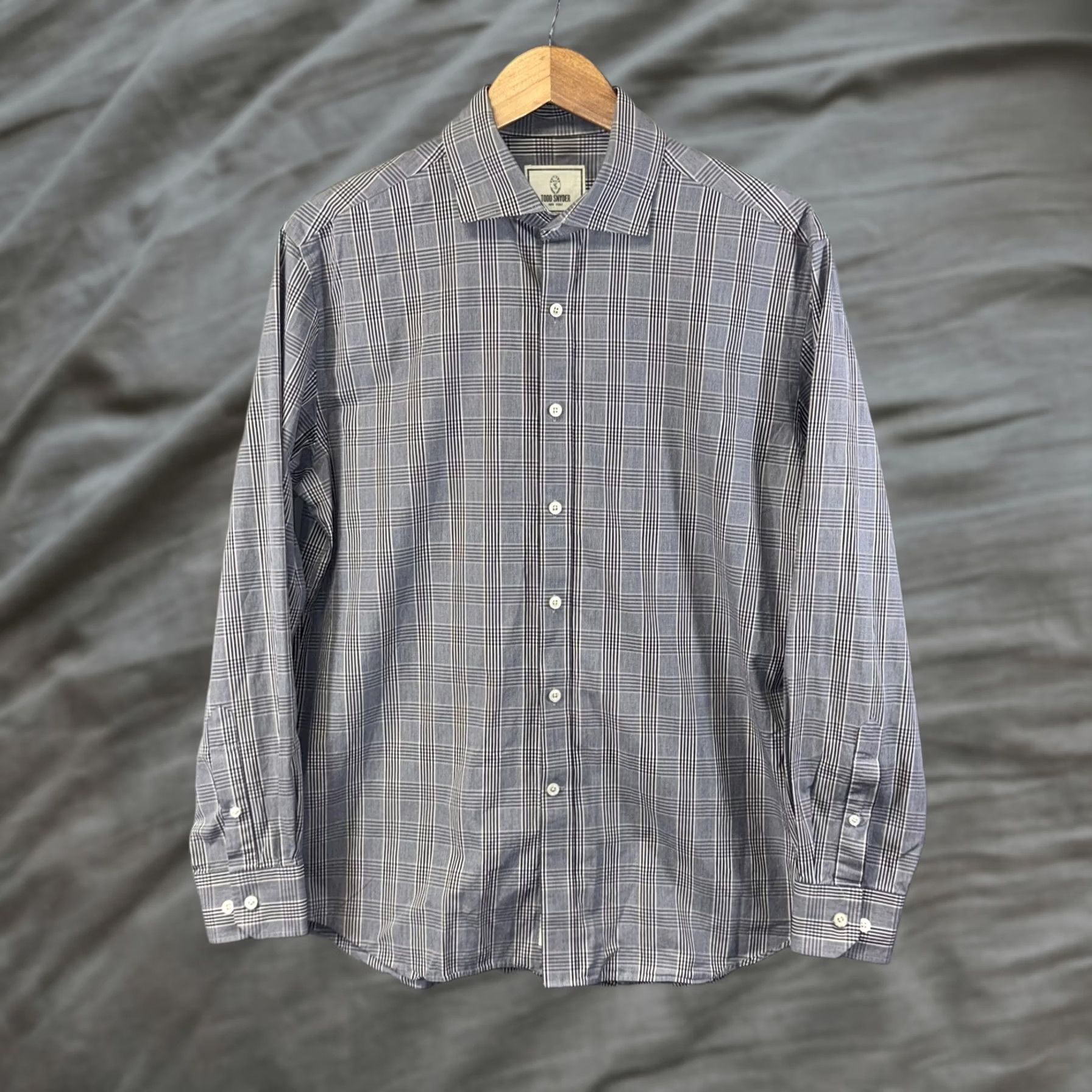 Todd Snyder Todd Snyder Shirt Mens 16.5 34/35 Blue Gray Plaid Button Down Long Sleeve L Blue Mens Size US L / EU 52-54 / 3 - 1 Thumbnail