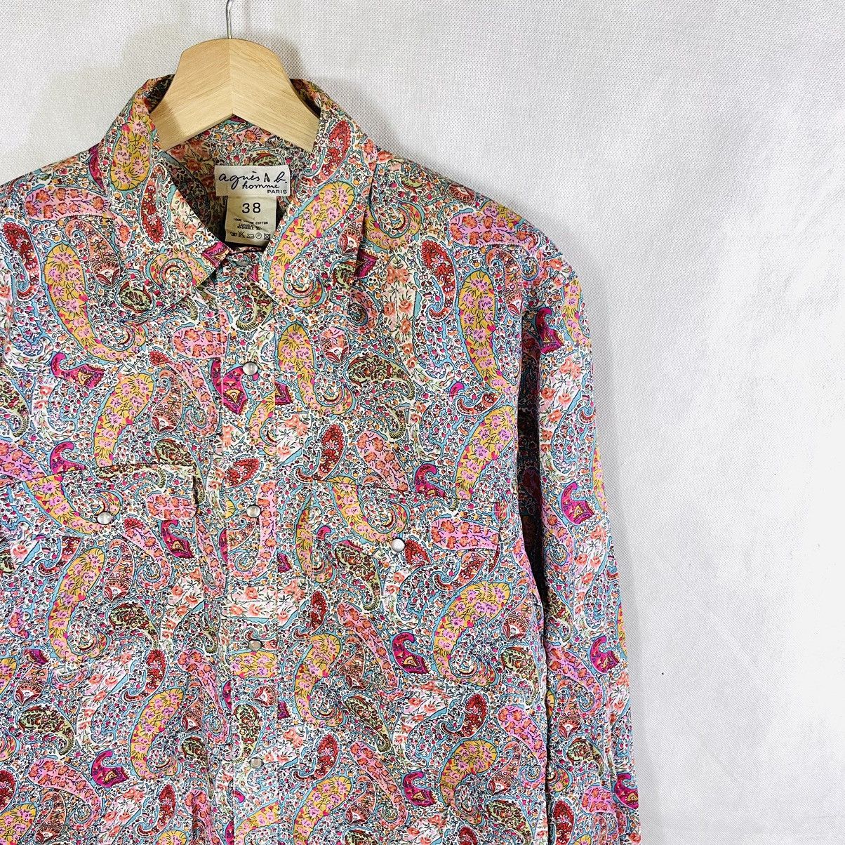 agnes b. Agnes B Homme Paris Paisley Psychedelic Pearl Snap Shirt Size US S / EU 44-46 / 1 - 9 Thumbnail