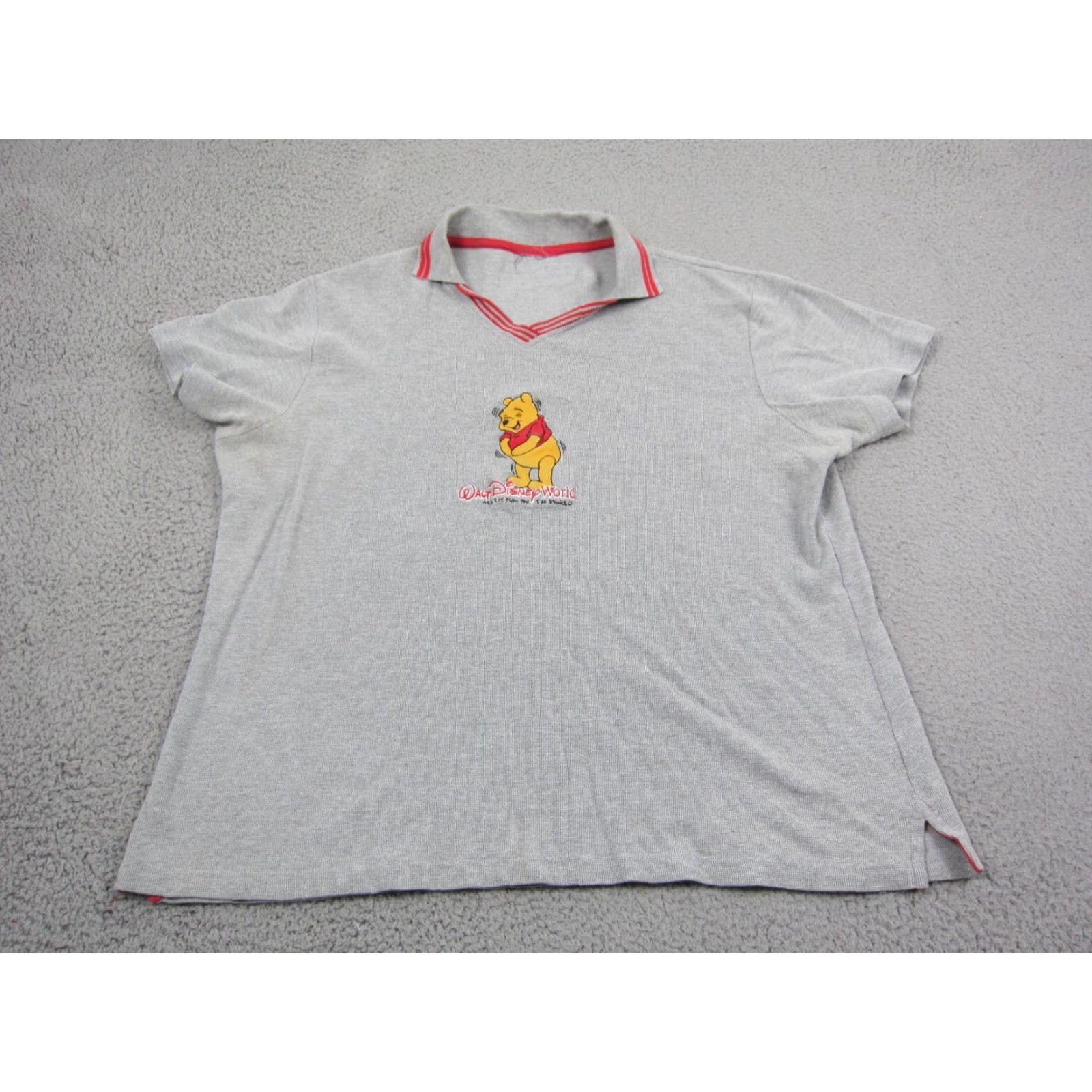 Disney VINTAGE Disney Winnie the Pooh Polo Shirt Womens 2X Gr ay Polo Shirt 70s 90s Disney World Parks Womens Size XXL / US 16-18 / IT 52-54 - 2 Thumbnail