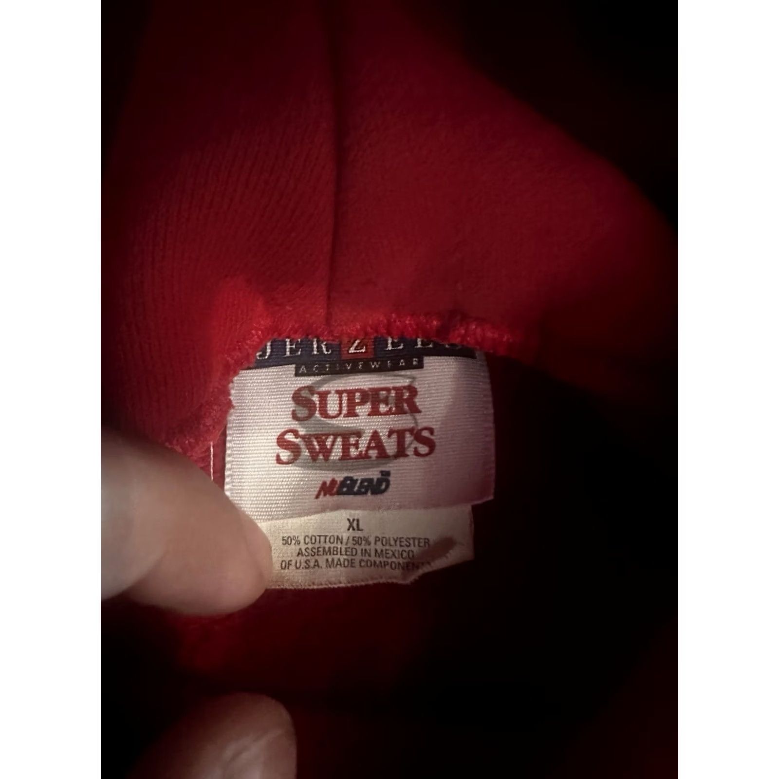 Jerzees VINTAGE Jerzees Super Sweats Hoodie XL Red 90s Embroidered Logo Men's Size US XL / EU 56 / 4 - 5 Thumbnail