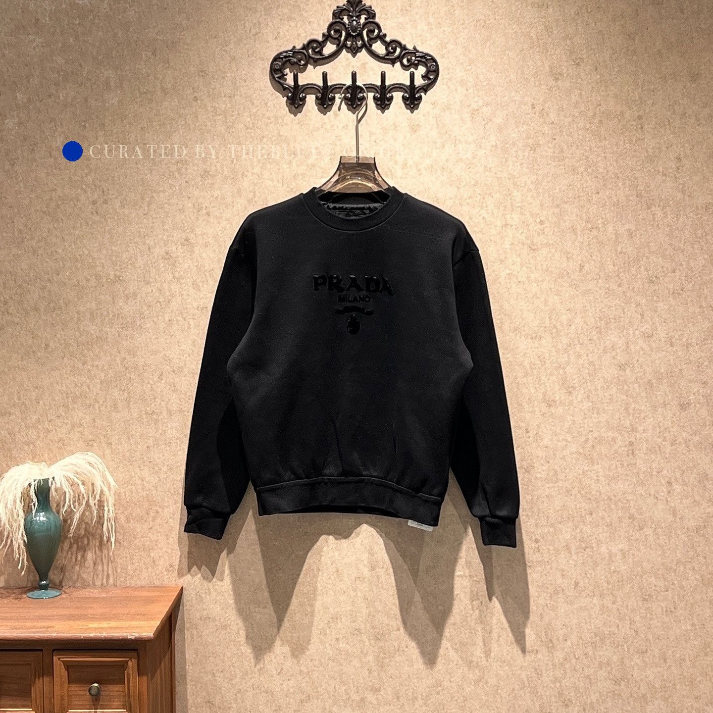 Prada Black Embroidered Logo Sweatshirt Size US M / EU 48-50 / 2 - 1 Thumbnail