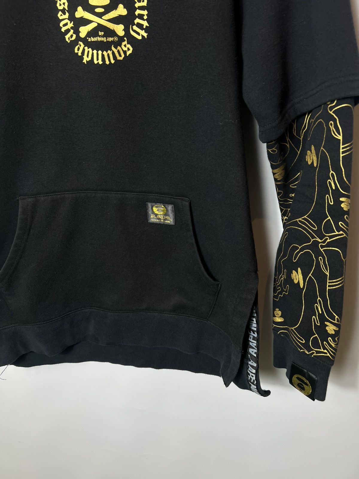 Aape Aape and Planet Earth Gold Outline Double Sleeve Hoodie Size US M / EU 48-50 / 2 - 2 Thumbnail