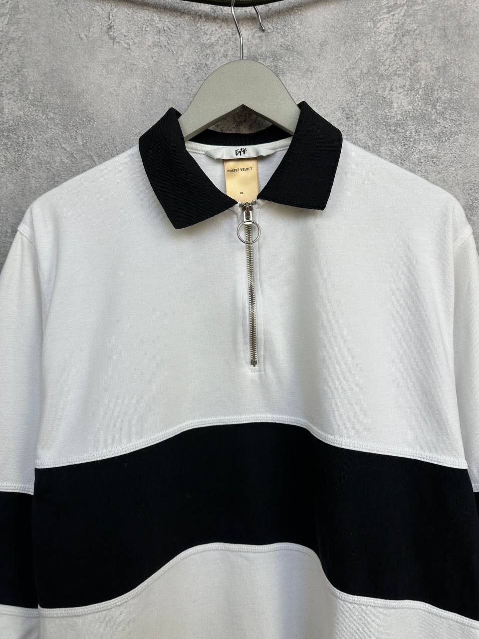 Eytys Eytys "Purple Velvet" ColourBlock Half-Zip Polo Shirt Over Size US XS / EU 42 / 0 - 4 Thumbnail