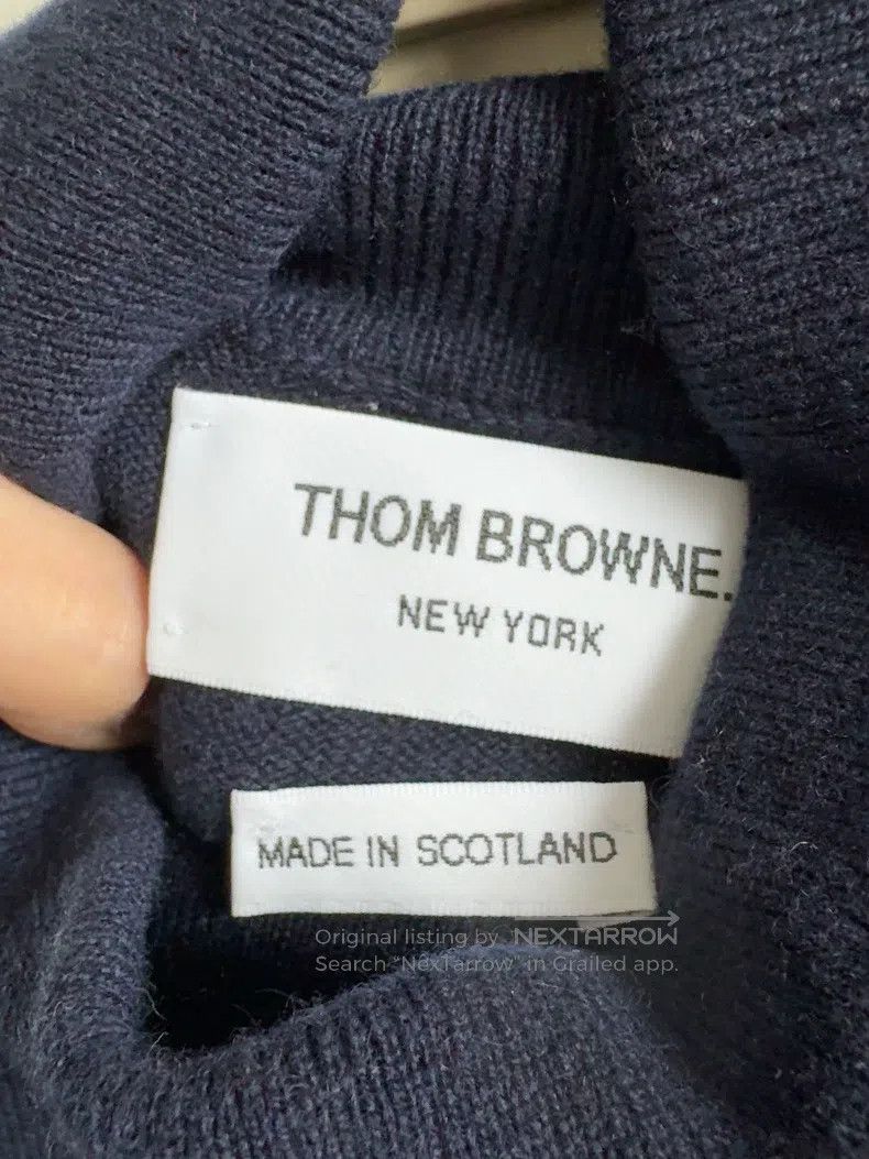 Thom Browne Thom Browne Blue high collar sweater made of pure cashmere Size S / US 4 / IT 40 - 3 Thumbnail