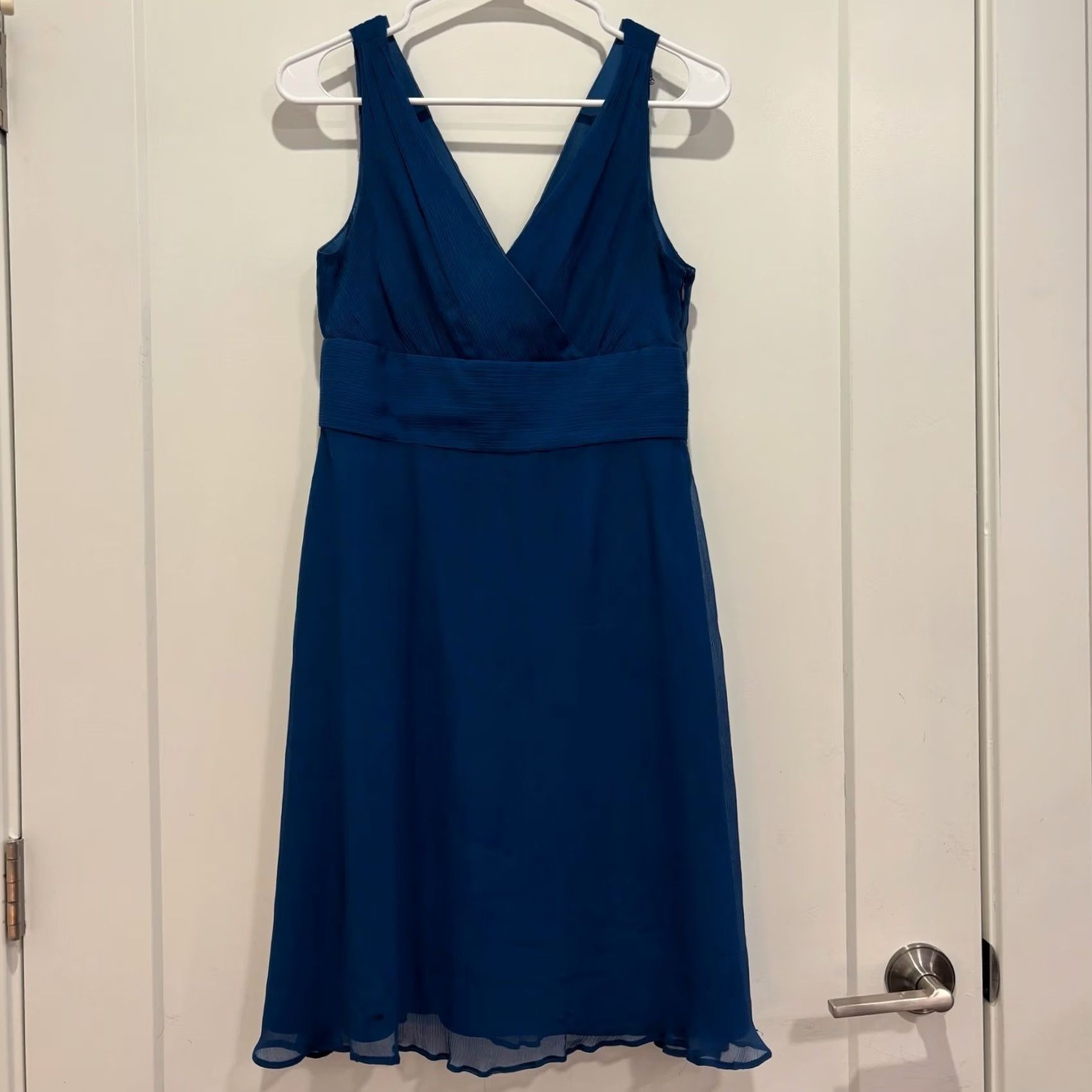 J.Crew J. Crew Teal Blue Silk V-Neck Empire Waist Cocktail Dress Size 6 Womens Size M / US 6-8 / IT 42-44 - 3 Thumbnail