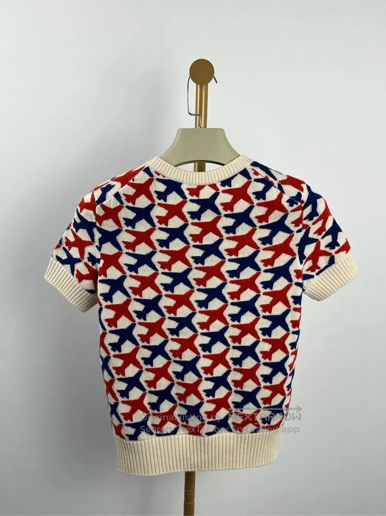 Chanel Chanel White full-print airplane pattern short-sleeved kni Size XS / US 0-2 / IT 36-38 - 2 Thumbnail