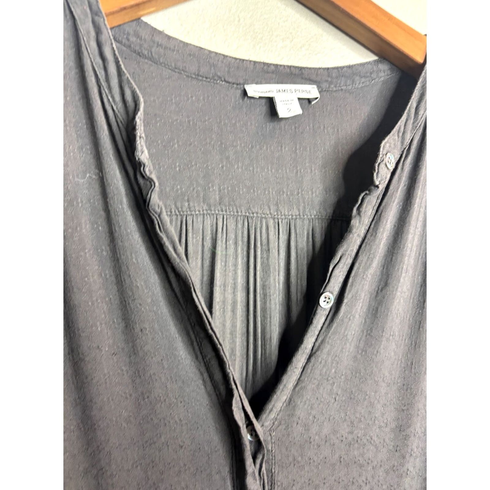 James Perse James Perse Maxi Dress Womens Gray Viscose Bodycon Slinky 2 Long Sleeve V-Neck Pullover 4578 Size XS / US 0-2 / IT 36-38 - 3 Thumbnail