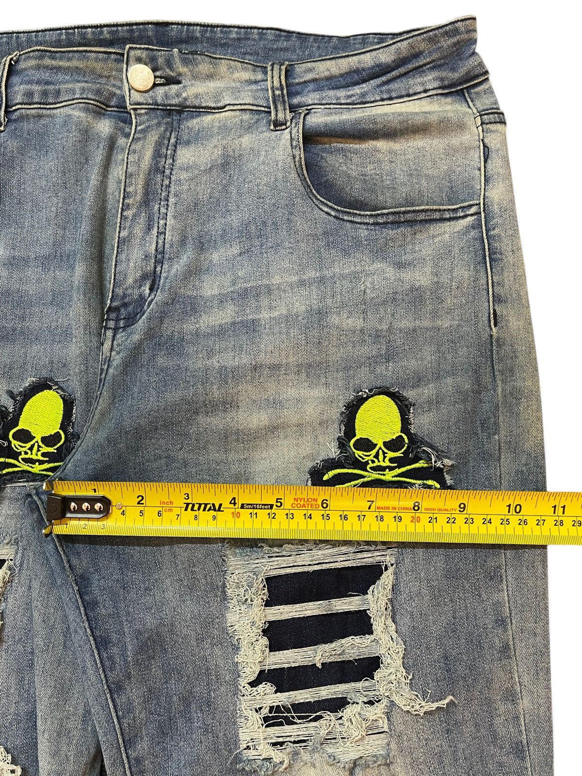 KMRii Japanese Brand Seditionaries Skull Patches Distress Jeans Size US 34 / EU 50 - 14 Thumbnail