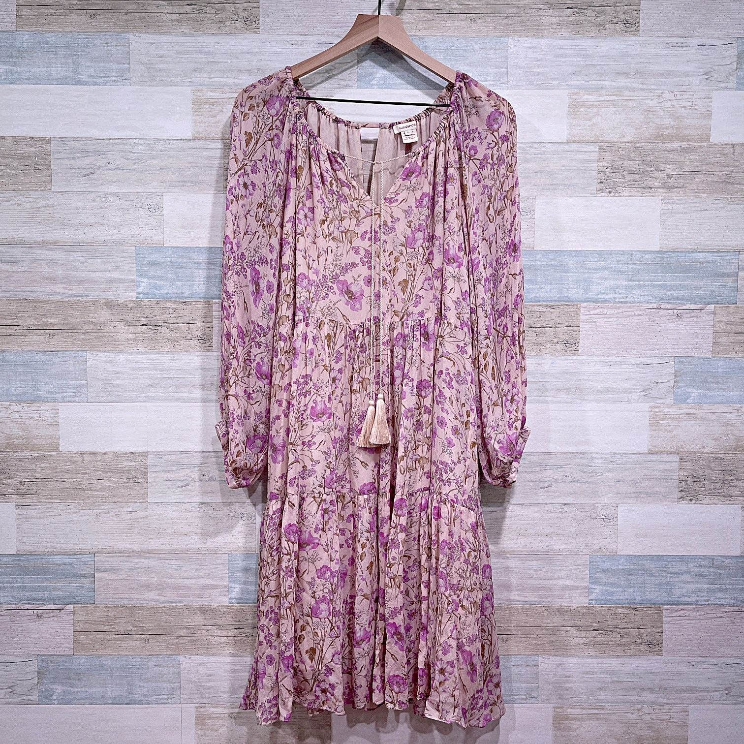 Other SUNDANCE Floral Sheer Tiered Maxi Dress Pink Womens Large Size L / US 10 / IT 46 - 2 Thumbnail