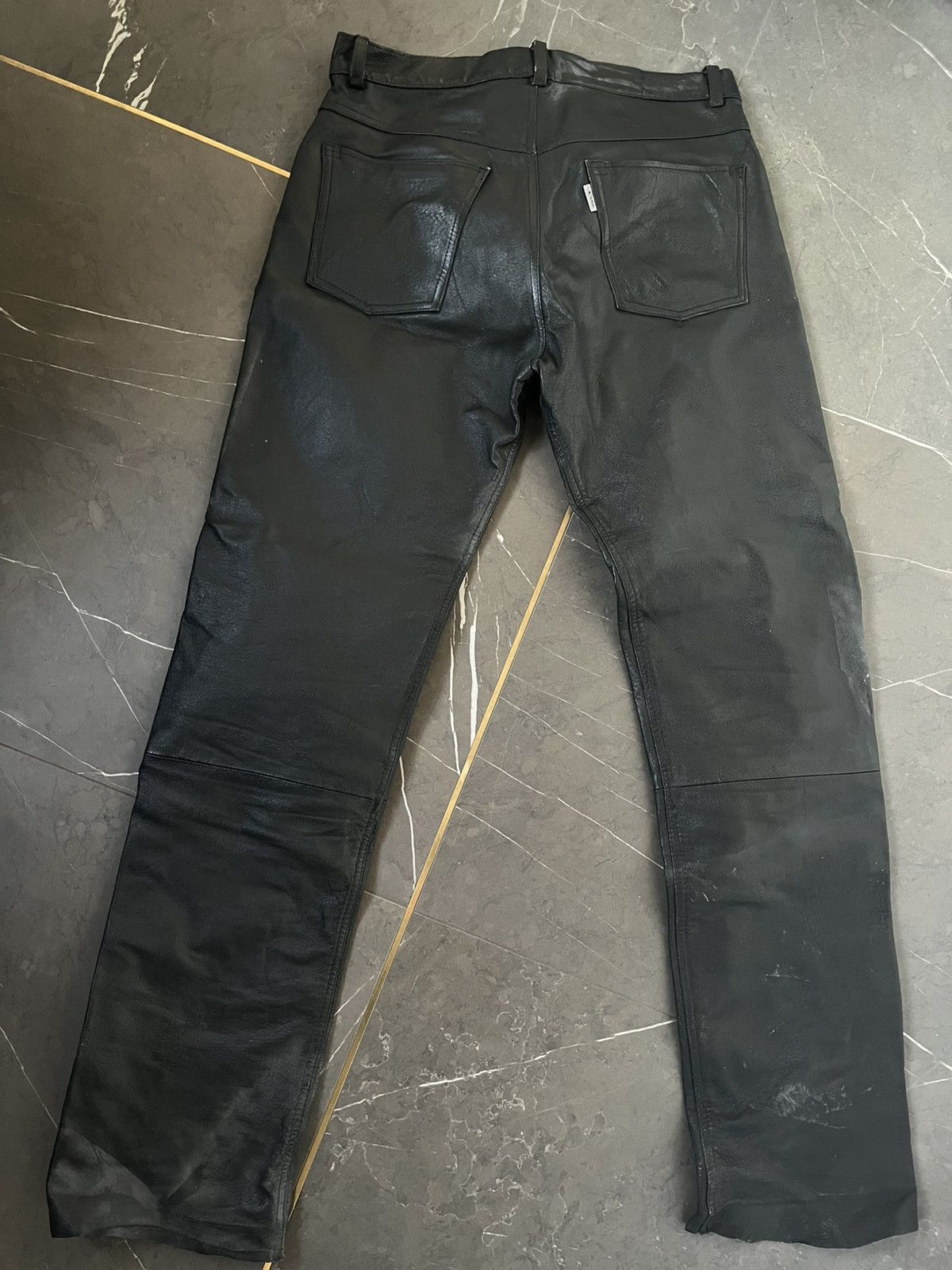 Japanese Brand Black leather biker jeans Size US 32 / EU 48 - 2 Thumbnail