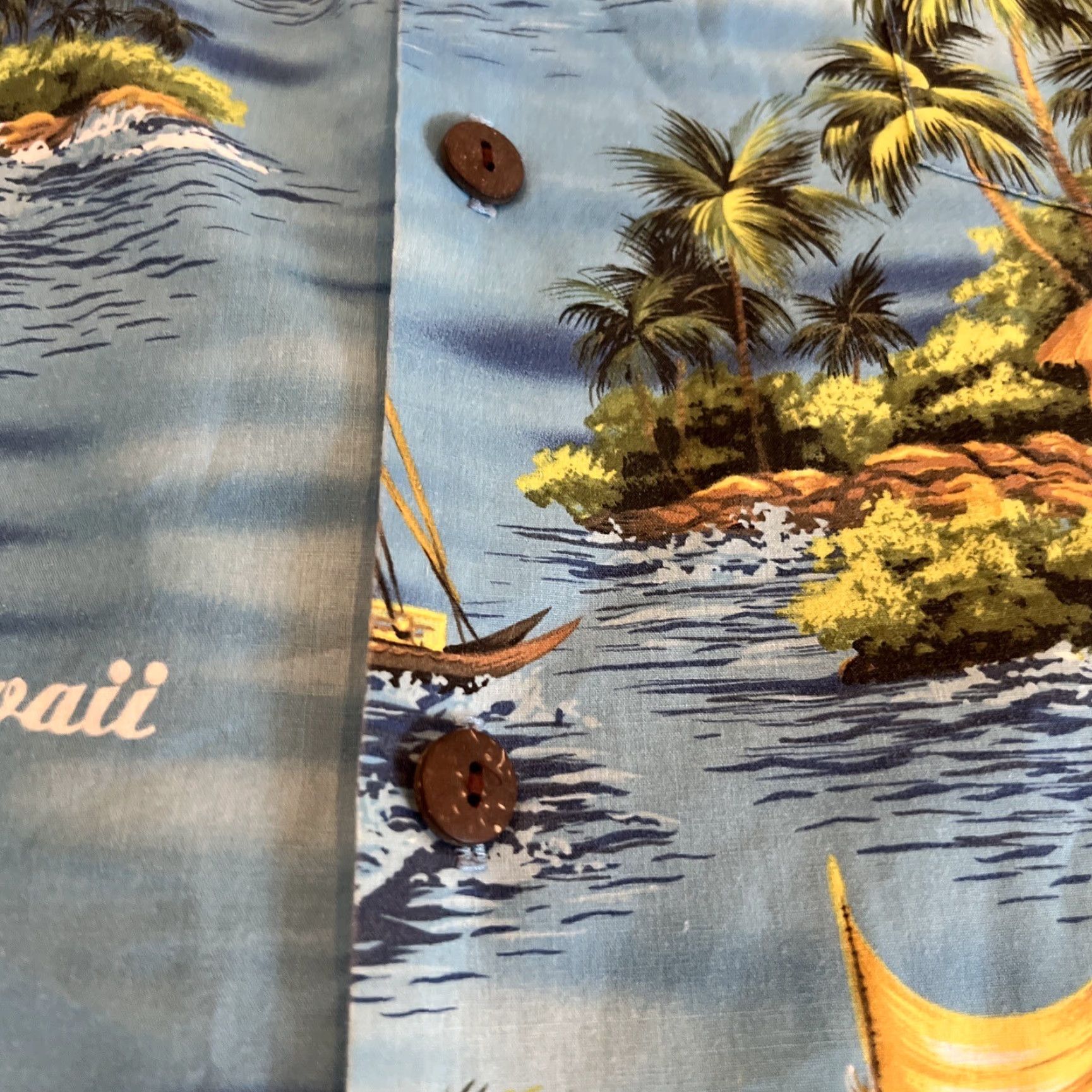 Vintage Royal Creations Hawaiian Shirt Mens 3XL Outriggers Island Blue Made in Hawaii Size US XXL / EU 58 / 5 - 6 Thumbnail