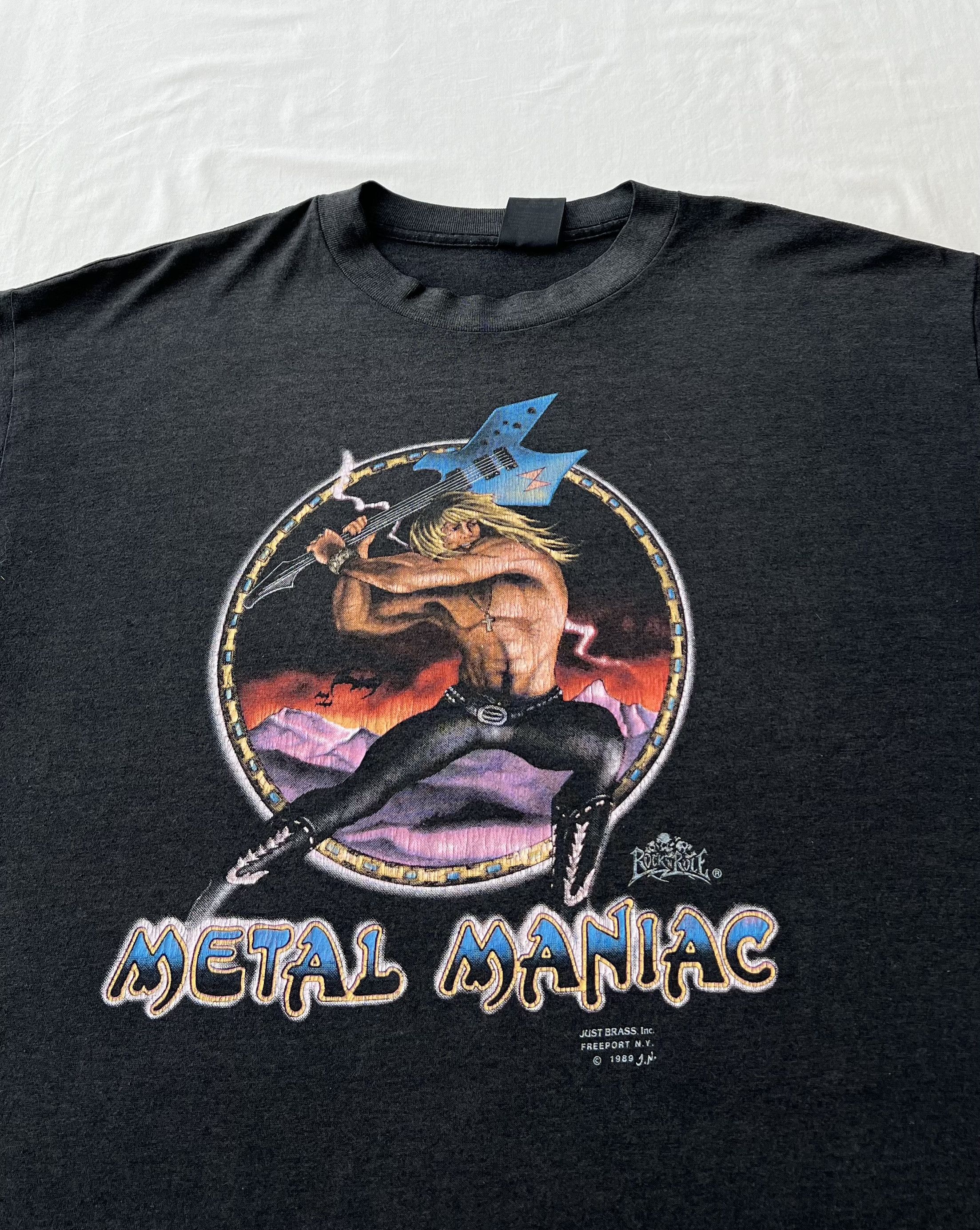 Vintage Vintage 1989 3D Emblem Just Brass Metal Maniac Rock N Role Size US XL / EU 56 / 4 - 3 Thumbnail