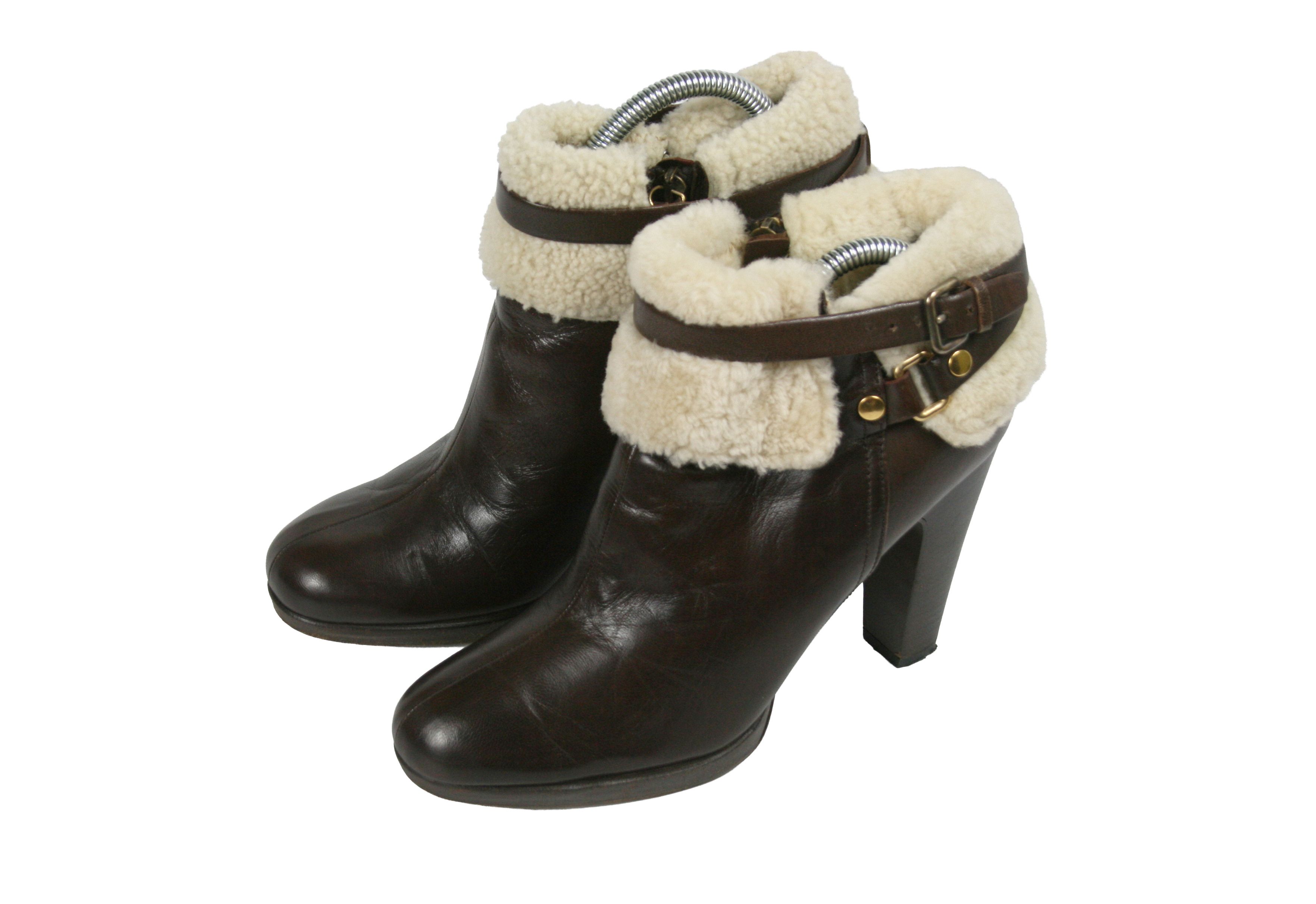 Miu Miu By Prada Ankle Heeled Sheerling Leather Boots Size US 6 / EU 39 - 3 Thumbnail
