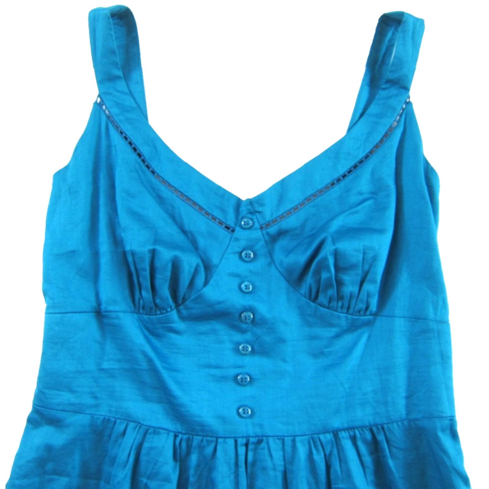 Vintage ROMY Grace Blue 100% Cotton Midi Tank Dress L NWT Women Blue Dress Maxi Sundress Tank Style 18" Pit to Pit 31" Bust 40" Shoulder to Bottom Hem Women Size L / US 10 / IT 46 - 4 Thumbnail
