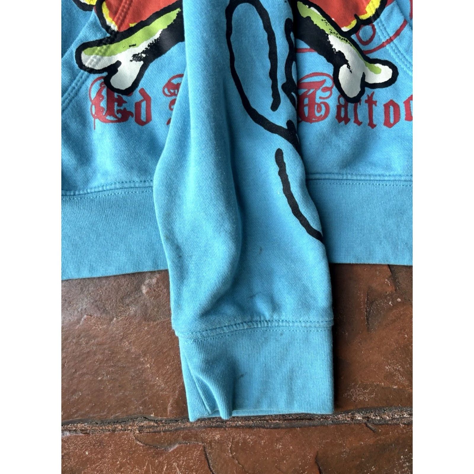 Ed Hardy Y2K Ed Hardy Flame Skull Tattoo Hoodie Sweatshirt Small Mens Blue Smooth Graphic Print Hooded Pullover Crew Neck Skull Pattern Size US S / EU 44-46 / 1 - 6 Thumbnail