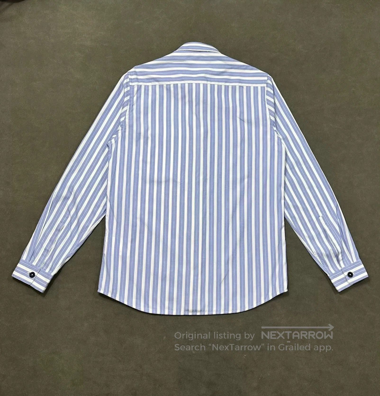 Jil Sander Jil Sander Blue Striped Long Sleeve Shirt. Size US M / EU 48-50 / 2 - 2 Thumbnail