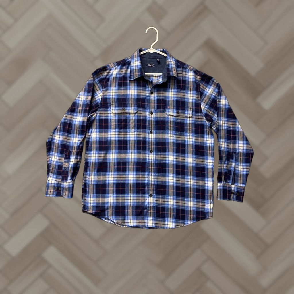 Izod VINTAGE IZOD Button-Up Shirt Mens Large Plaid Classic Fit Blue 48 in Chest Long Sleeve 64-67 Size US L / EU 52-54 / 3 - 1 Thumbnail