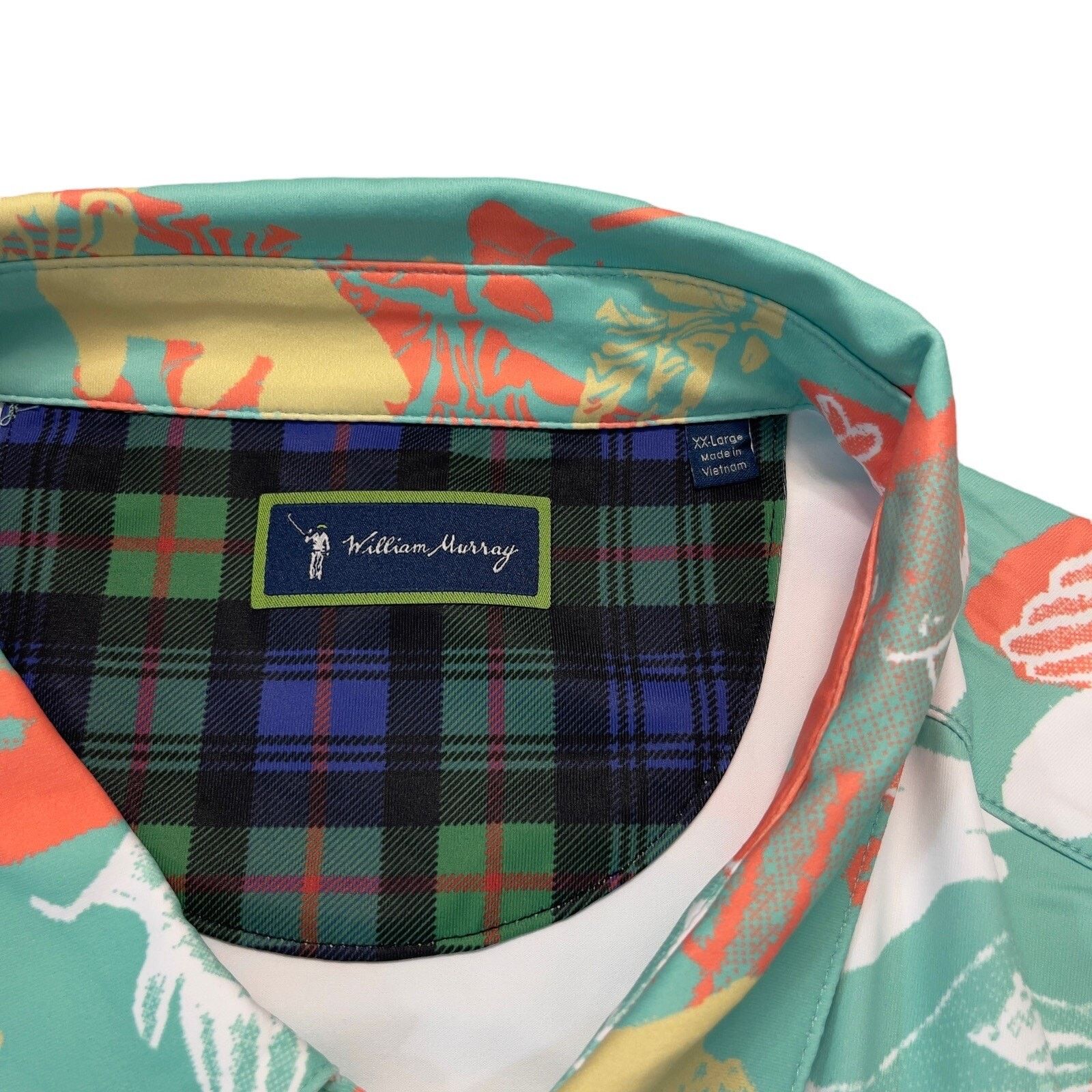 Ashworth William Murray Retro Seafoam Happy Hands Golf Shirt Mens 2XL Size US XXL / EU 58 / 5 - 20 Thumbnail