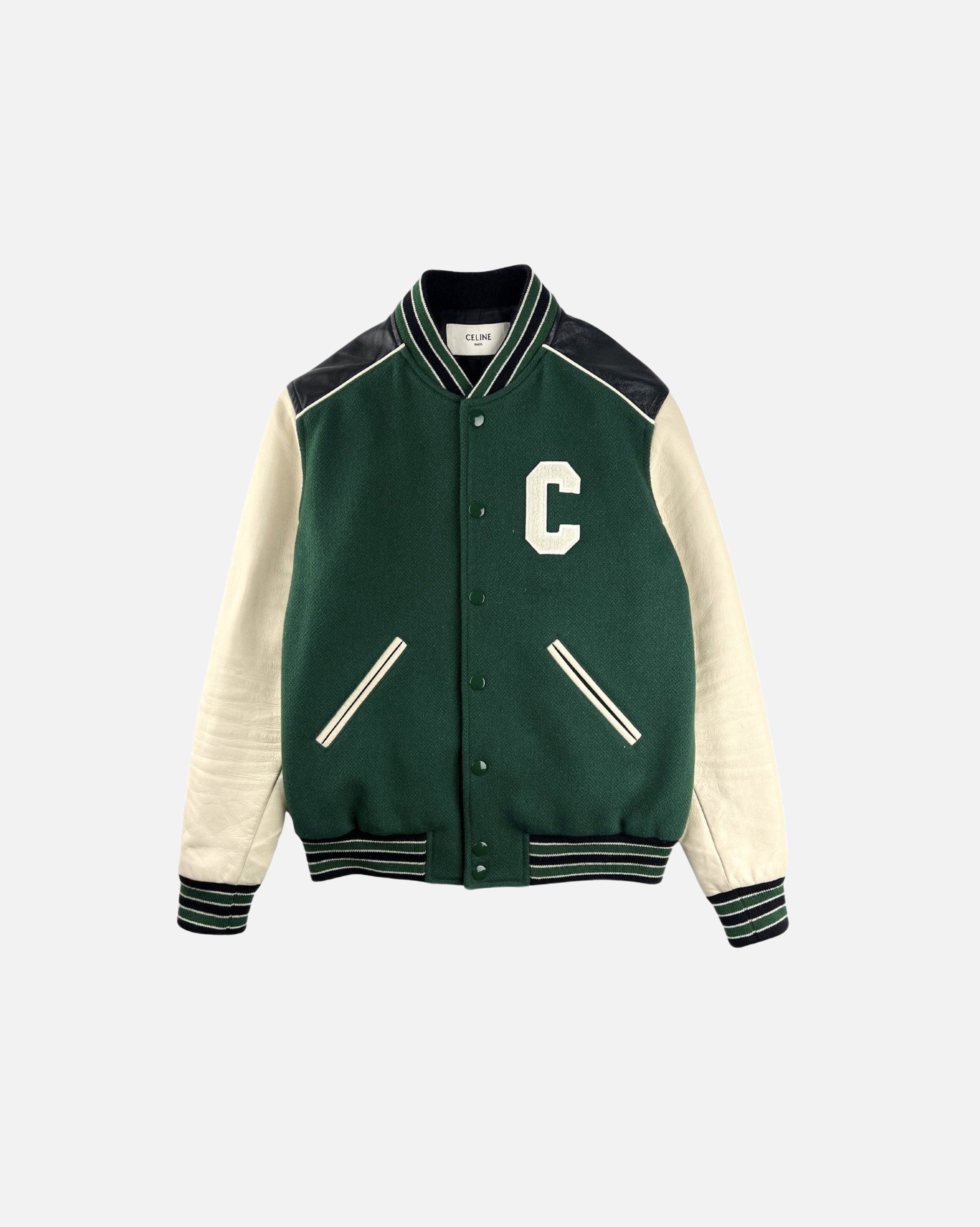 image of Celine Green C Varsity Bomber Jacket, Men's (Size Small)