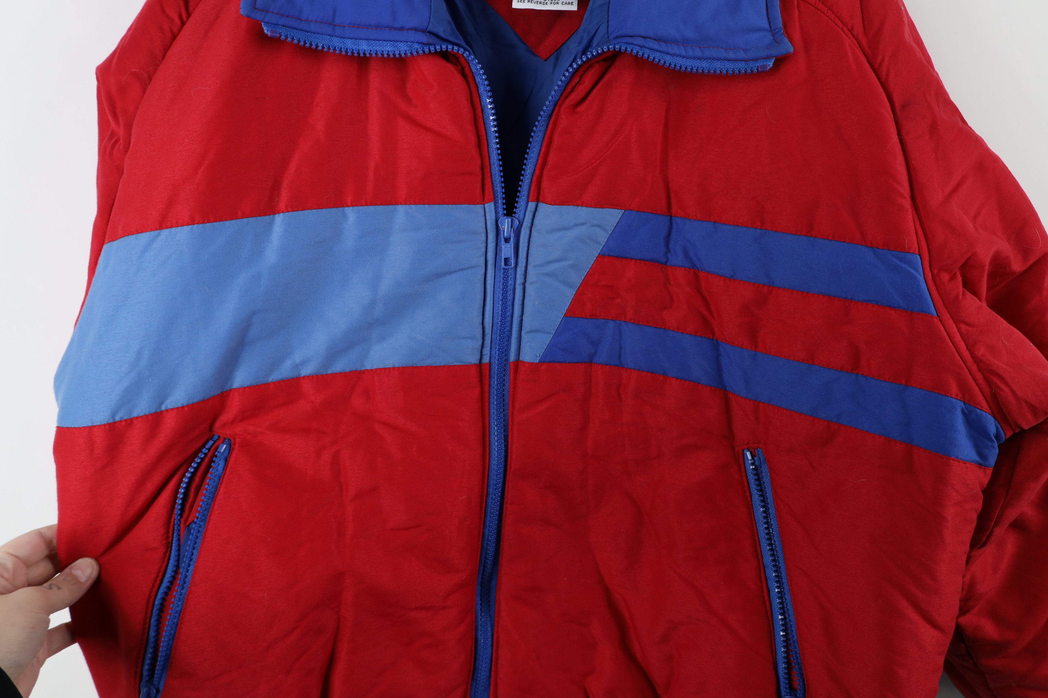 Vintage Vintage 90s Streetwear Striped Full Zip Puffer Jacket Red Size US L / EU 52-54 / 3 - 8 Thumbnail