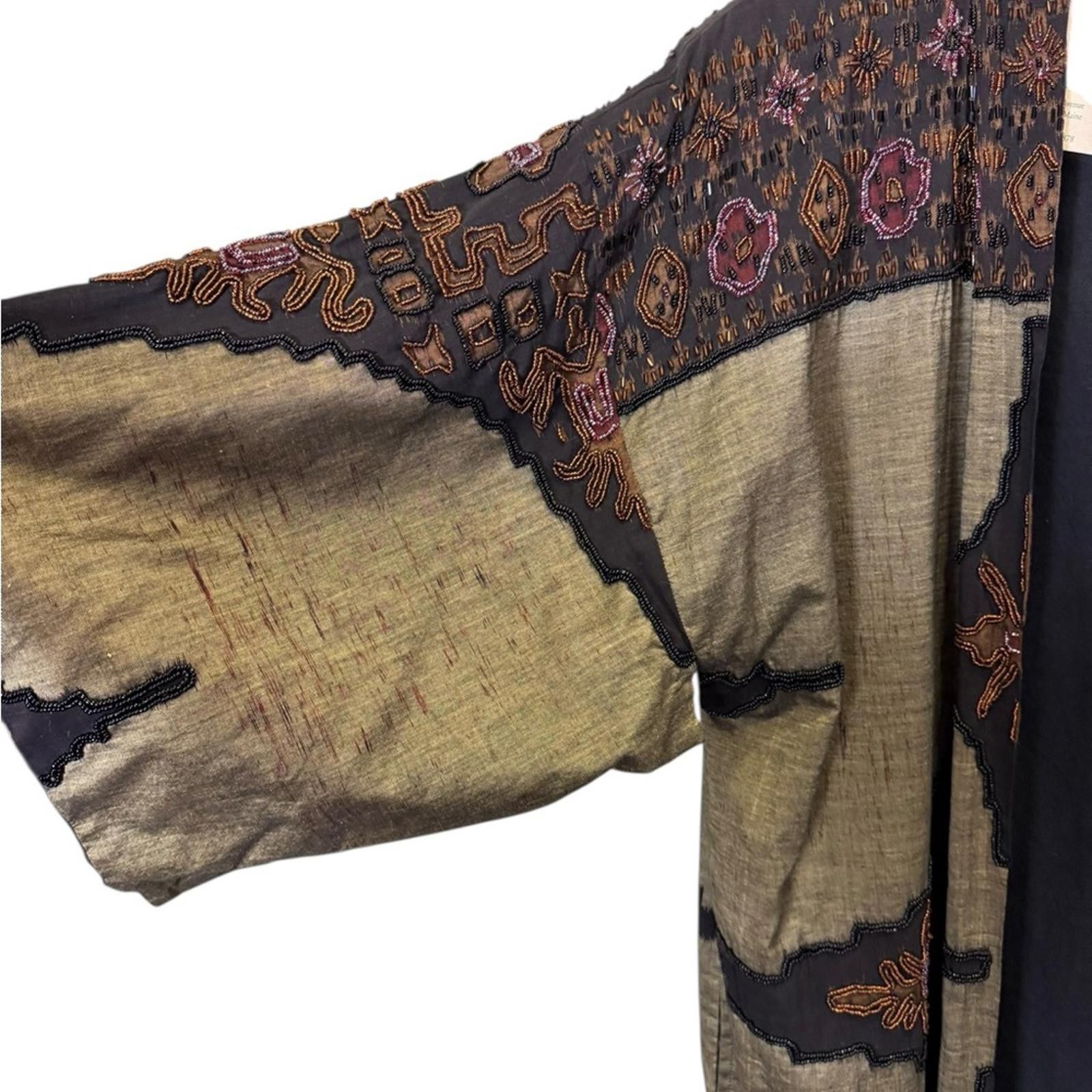 Other Raw Silk and Hand Beaded Ikat Women's Kimono Jacket sz O/S Size ONE SIZE - 2 Thumbnail