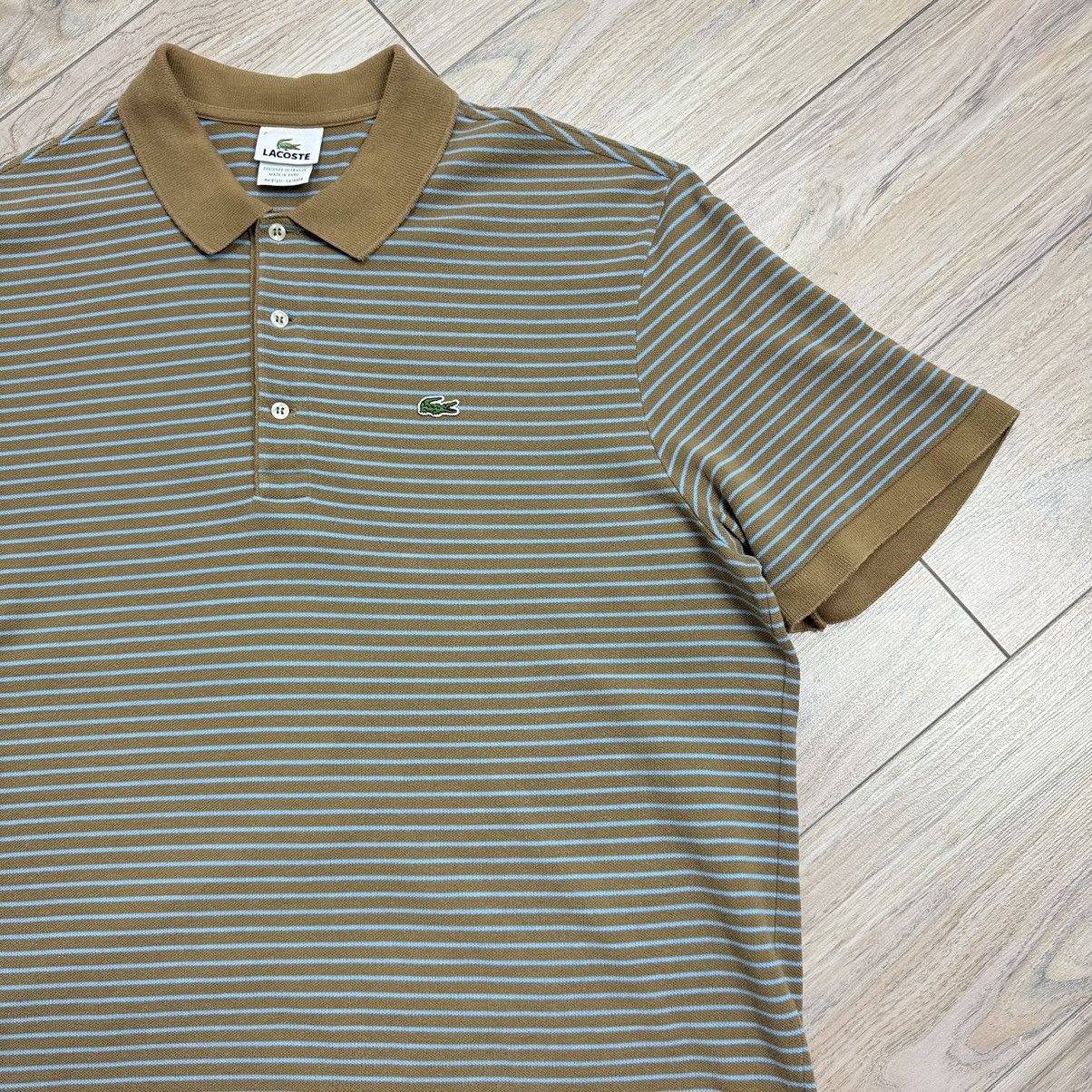 Other Vintage Lacoste Brown/Baby Blue Striped Polo T-Shirt Size US M / EU 48-50 / 2 - 6 Thumbnail