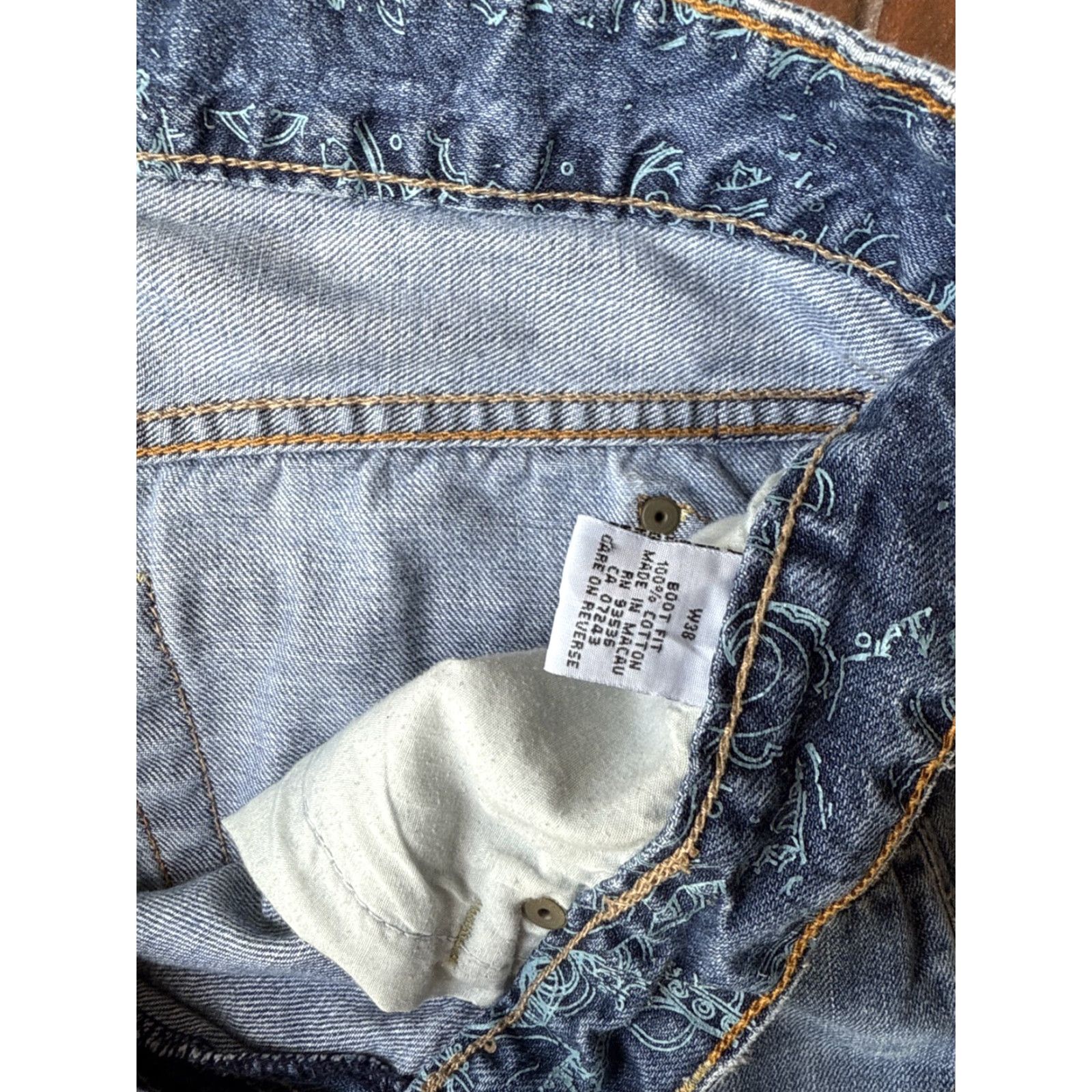 Marcs VINTAGE Marc Ecko Jeans Bootcut Mens 38x30 Dark Blue Cotton Embroidered 90s Grunge Hip Hop Pockets Relaxed Bootscut 38 Mens Size US 38 / EU 54 - 3 Thumbnail