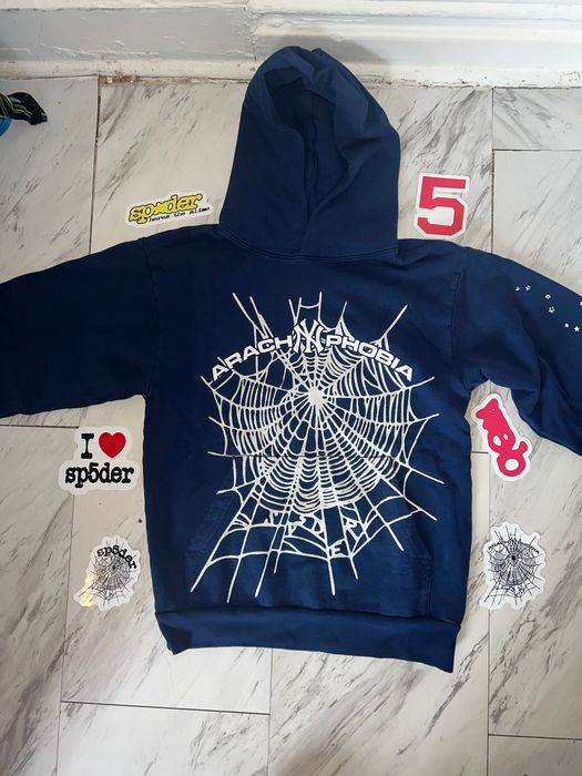 Spider Worldwide Sp5der Navy Phobia Ny Hoodie | Grailed