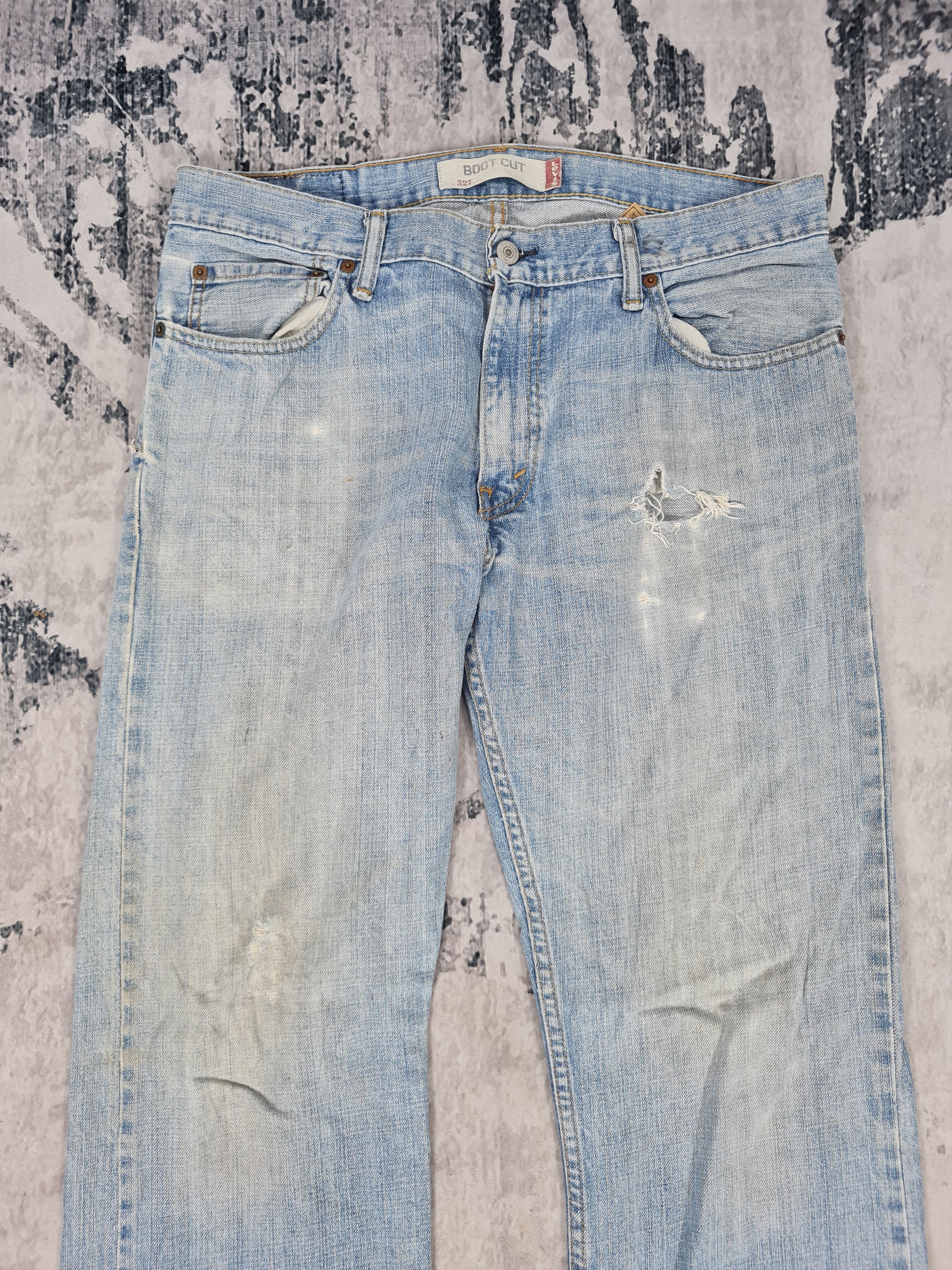Levi's Vtg LEVIS 527 Bootcut Ripped Light Blue L0357 Size 35X34 Size US 35 - 4 Thumbnail