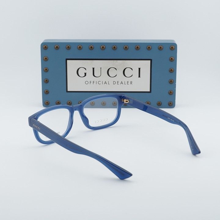 Gucci Gucci GG1584O 003 Men Eyeglasses Blue 53mm Rectangle Frame Size ONE SIZE - 3 Thumbnail