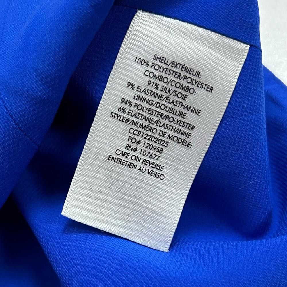 Designer Alice + Olivia l Silk Cobalt Blue High Neck Blouse Medium Size M / US 6-8 / IT 42-44 - 8 Thumbnail