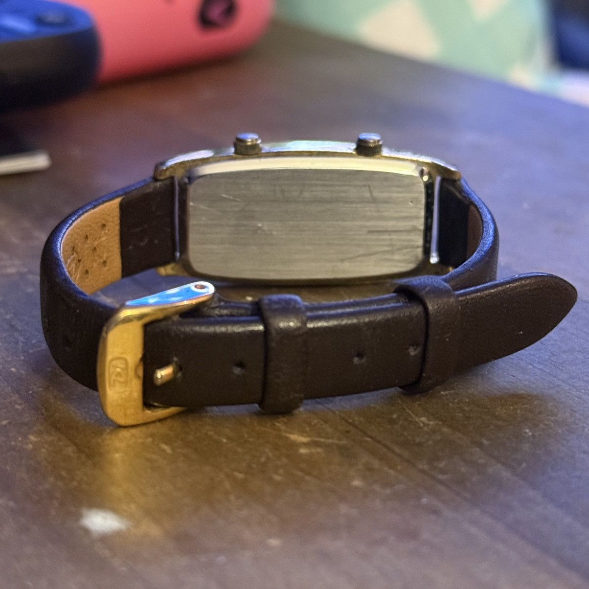 Orvis Orvis Dual Time rectangle face leather watch Size ONE SIZE - 7 Thumbnail