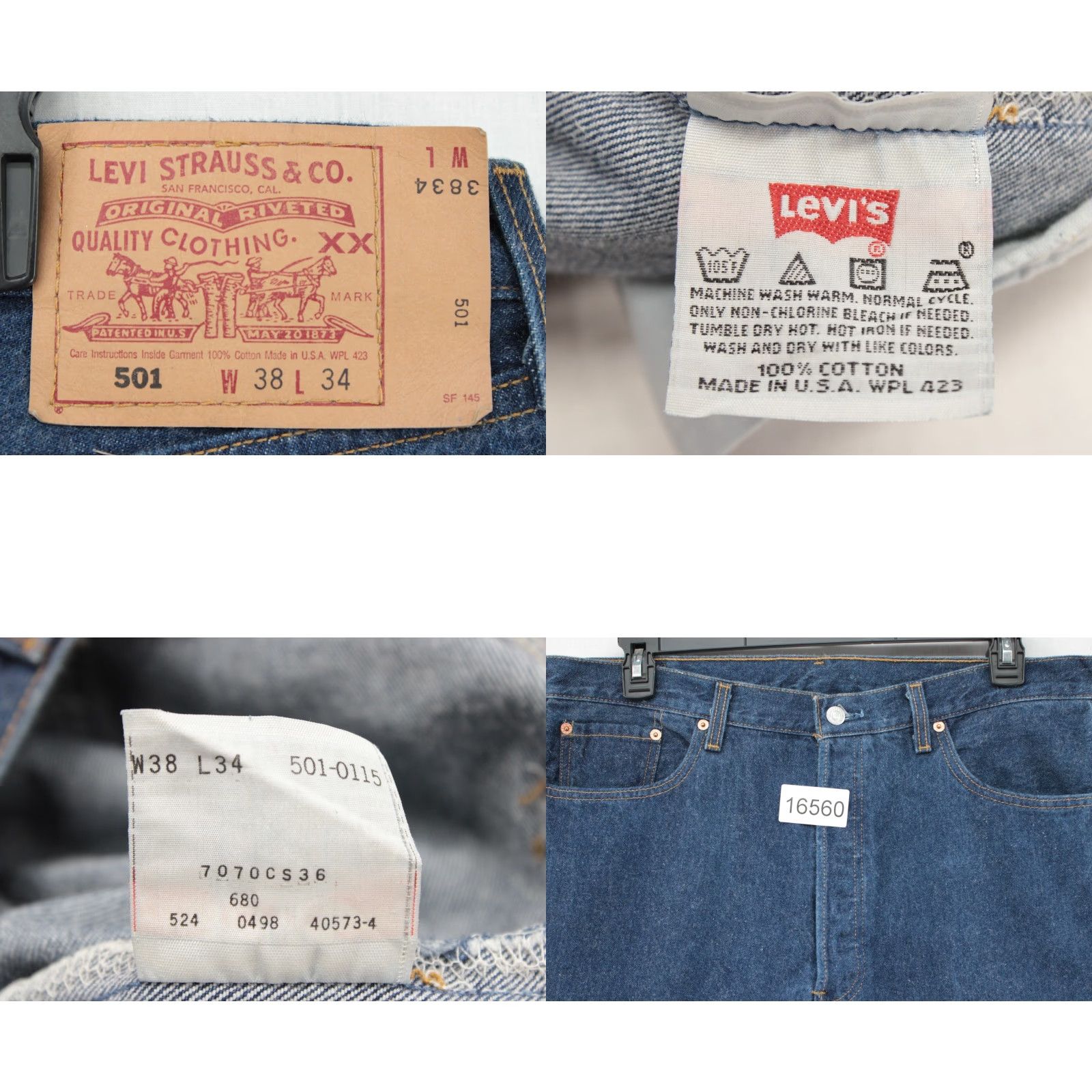Levi's VINTAGE Levi’s 501 Jeans 38x35 Blue Cowboy Workwear Button Fly Made in USA Men's Jeans 501 Model USA Theme Cowboy USA 1990s Size US 38 / EU 54 - 8 Thumbnail