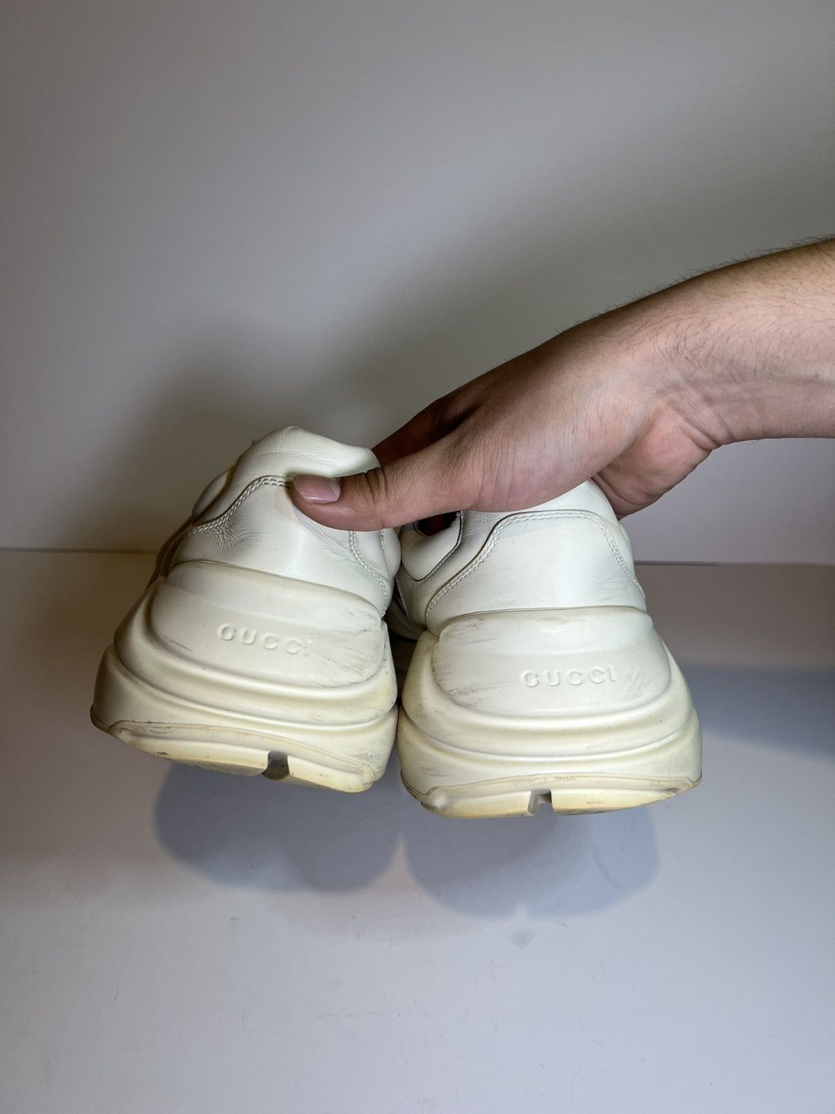 Gucci Gucci Rhyton leather sneakers in ivory vintage gucci logi Size US 13 / EU 46 - 4 Thumbnail