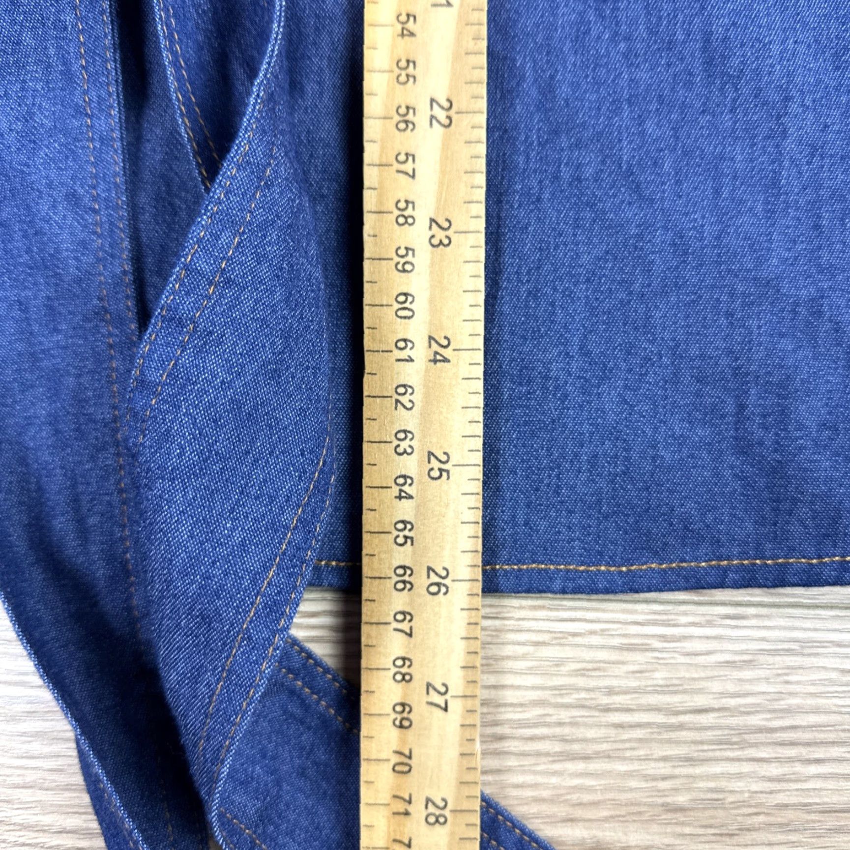 Vintage Uoozee Blouse Puff Sleeve Bow Buttoned Split-Joint High Neck Denim 100% Cotton Sz 3XL Womens Blue Size XXL / US 16-18 / IT 52-54 - 6 Thumbnail