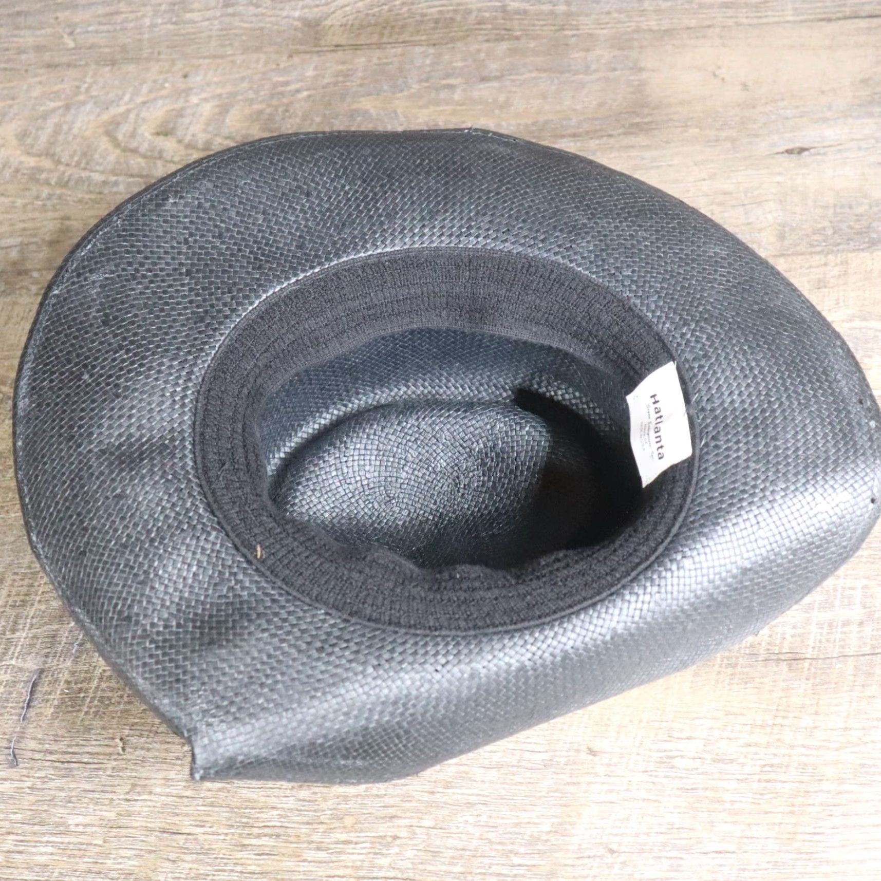 Vintage VINTAGE Hatlanta Wide Brim Straw Hat Women's One Size Black Beaded Band Summer Accessories Size ONE SIZE - 5 Thumbnail