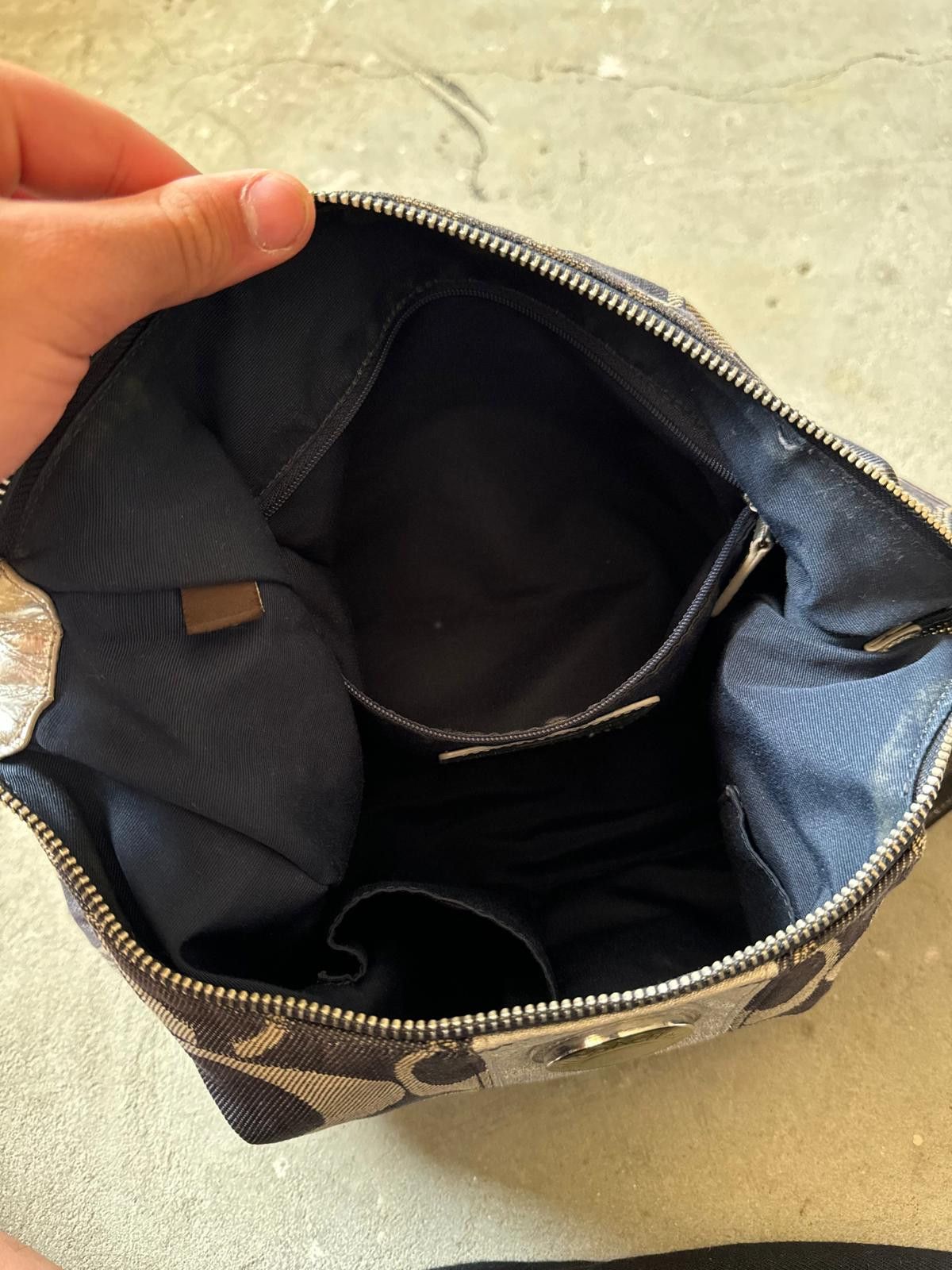 Coach Coach Signature Denim Shoulder Bag Navy/Silver Size ONE SIZE - 7 Thumbnail