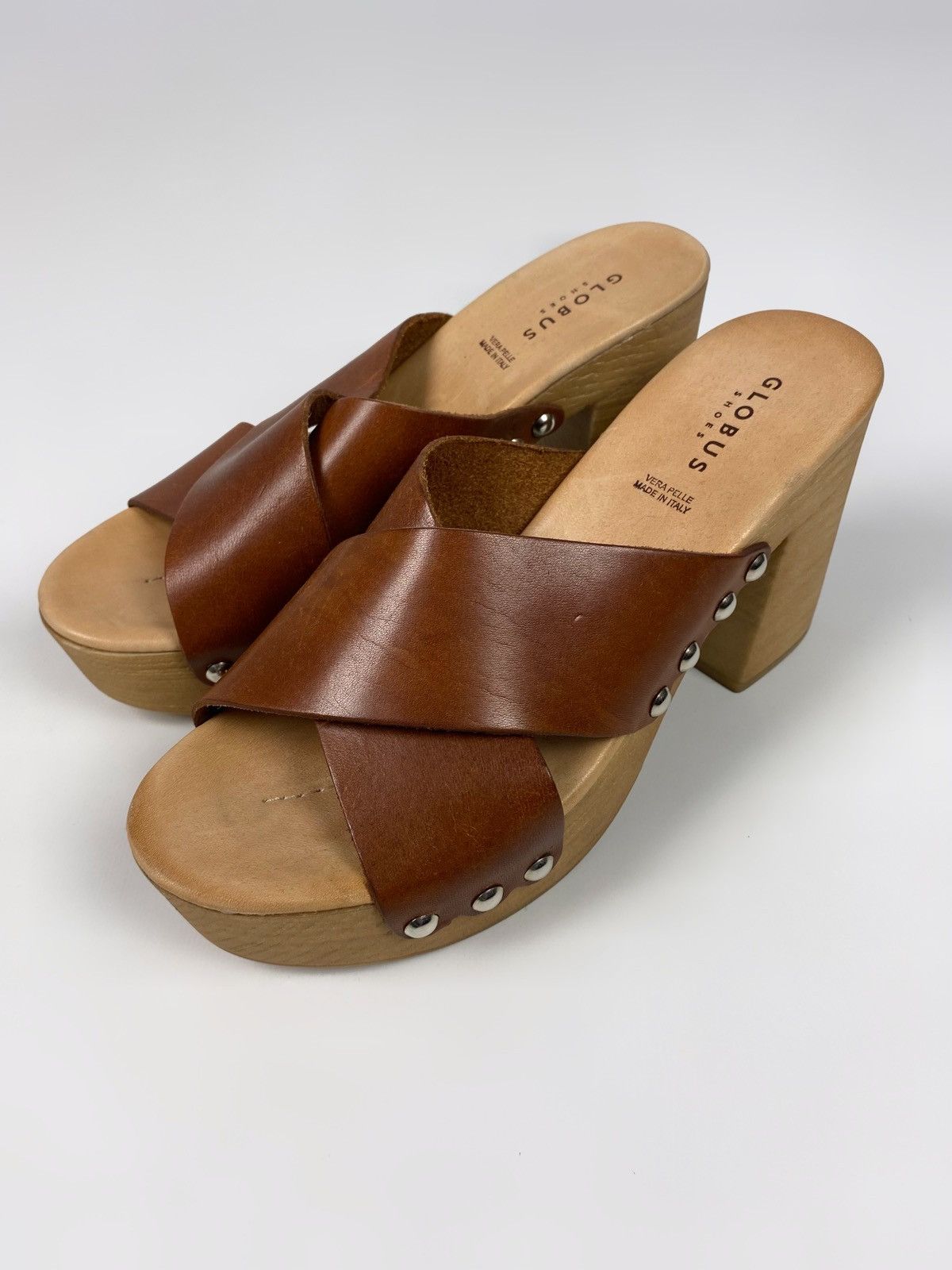 Vintage Y2K Vintage Globus Chunky Studded Wooden Platform Sandals Size US 10 / IT 40 - 2 Thumbnail