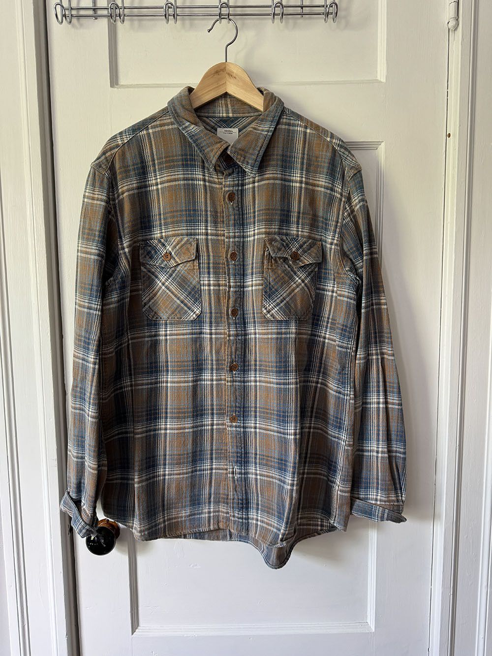 image of Visvim Plaid Flannel Button Down L/s Shirt /5 in Brown/Indigo/White, Men's (Size 2XL)