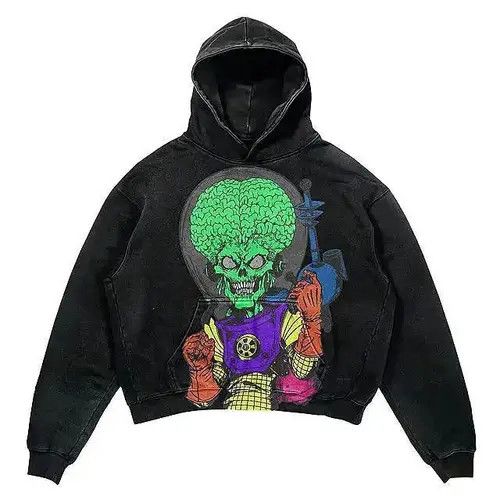 VIBE Vintage Streetwear Skeleton Graphic Hoodie Punk Gothic Style Size US M / EU 48-50 / 2 - 4 Thumbnail