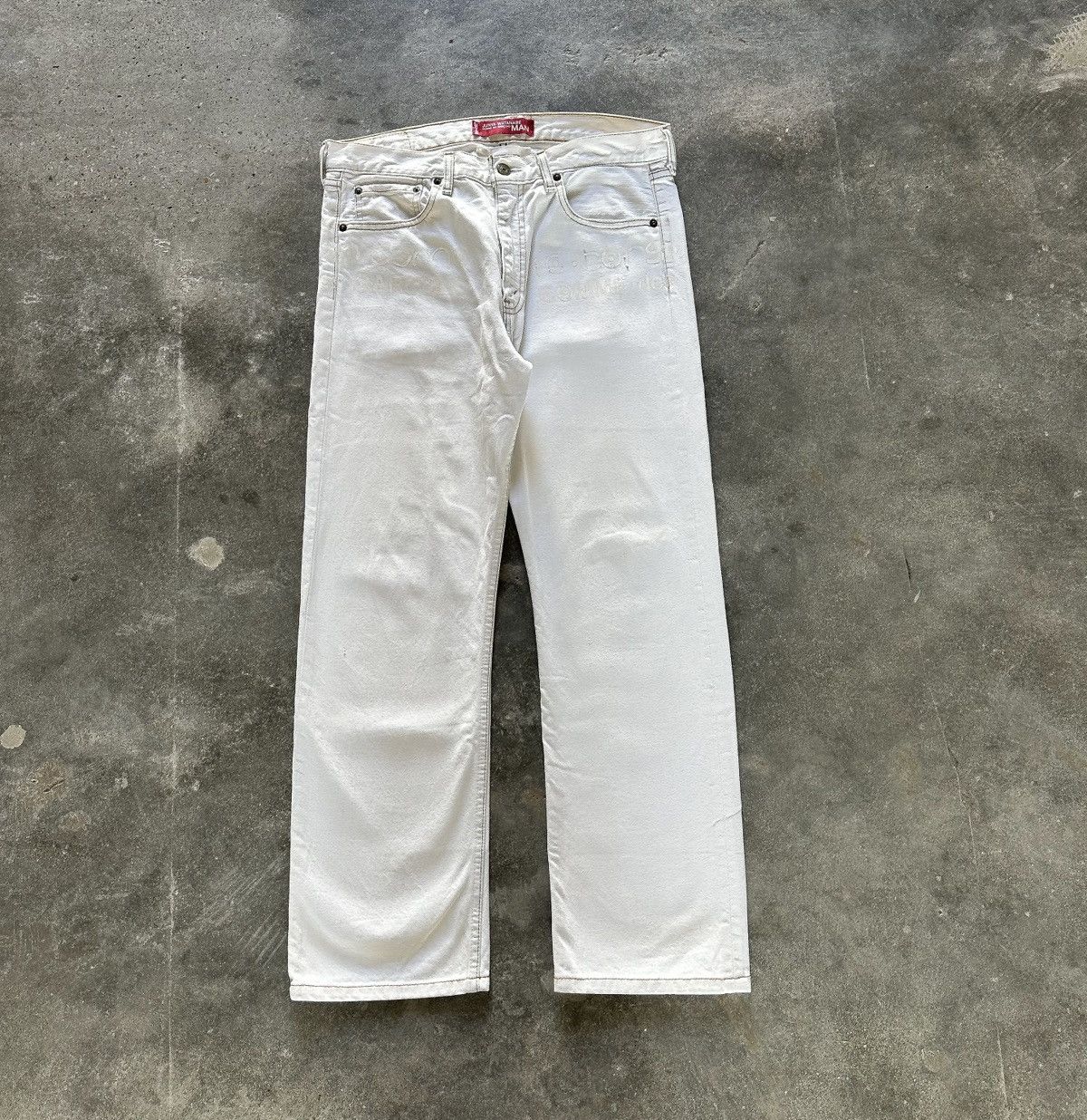 White Tonal Logo Denim