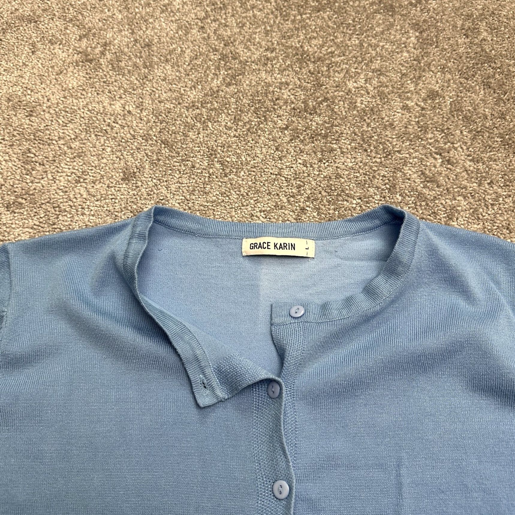 Vintage Grace Karin Cardigan Sweater Women Large Blue Button Down Knit Casual Workwear Womens Size L / US 10 / IT 46 - 3 Thumbnail