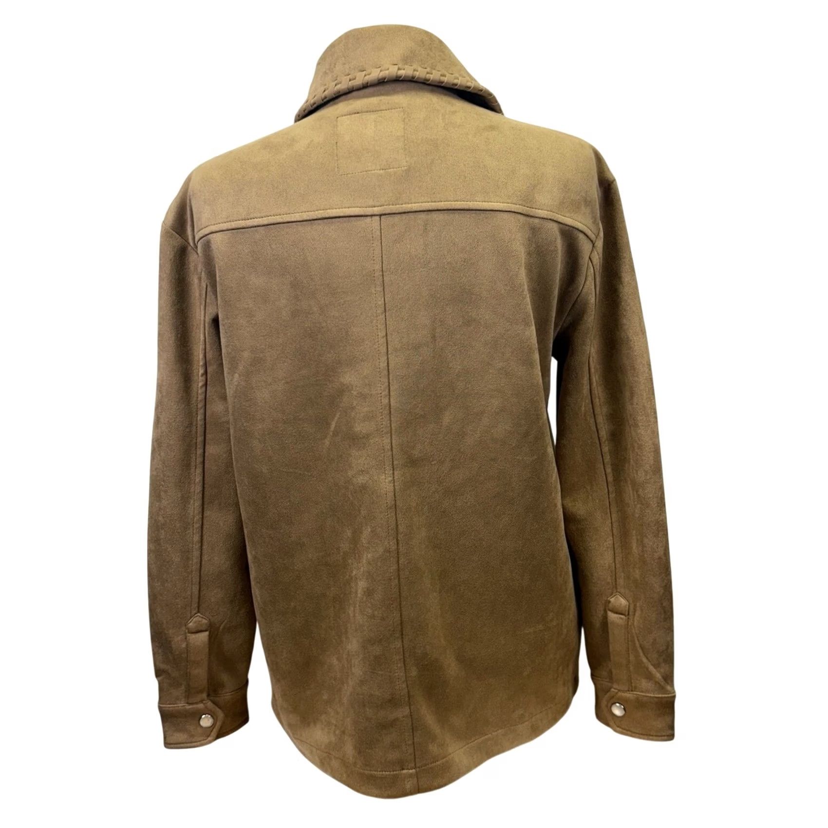 Vintage Bagatelle Shacket Western Shirt XS Long Sleeve Snap Front Faux Suede Tan Brown Women Quarter Whipstitch Button-Up Shacket Modern Basic Size XS / US 0-2 / IT 36-38 - 5 Thumbnail