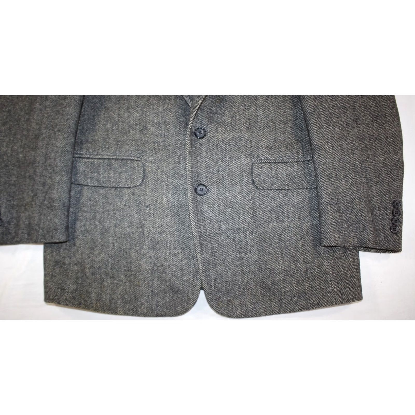 Camel Vintage Christian Aujard Blazer Men's 40 Wool Camel Hair Tweed Herringbone Gray Size 40R - 2 Thumbnail