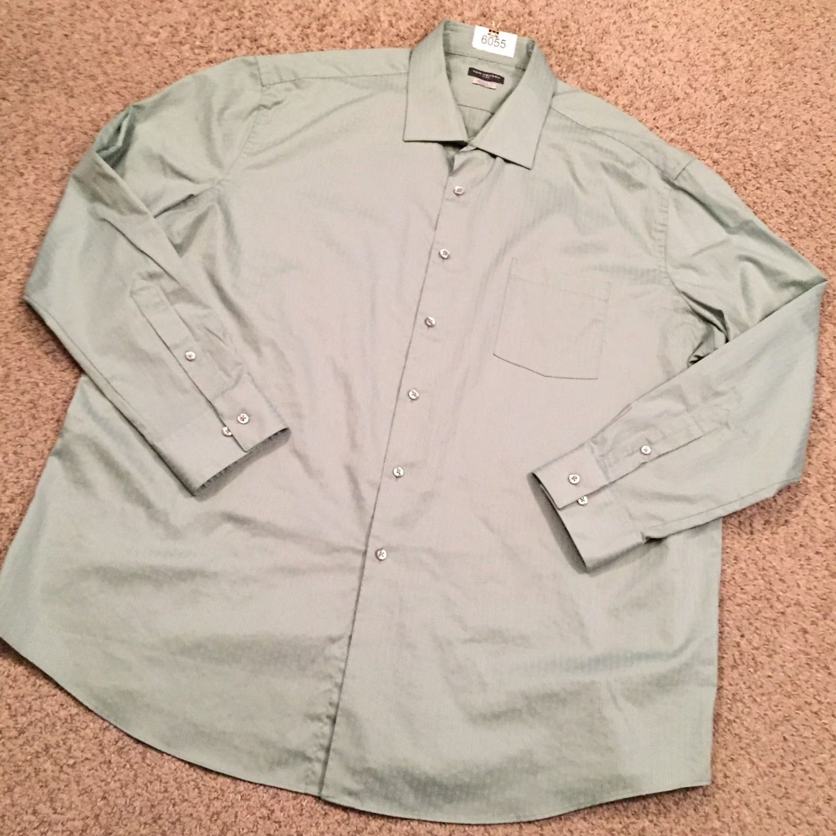 Van Heusen Van Heusen Shirt Mens 2XL Green Striped Long Sleeve Button-Up Stretch Size US XXL / EU 58 / 5 - 2 Thumbnail
