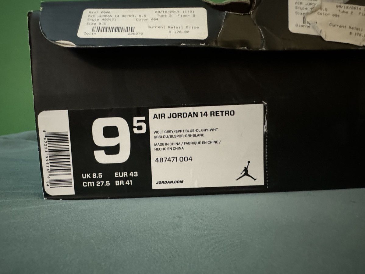 Jordan Brand Nike Air Jordan 14 Wolf Grey 2014 Size US 9.5 / EU 42-43 - 7 Thumbnail