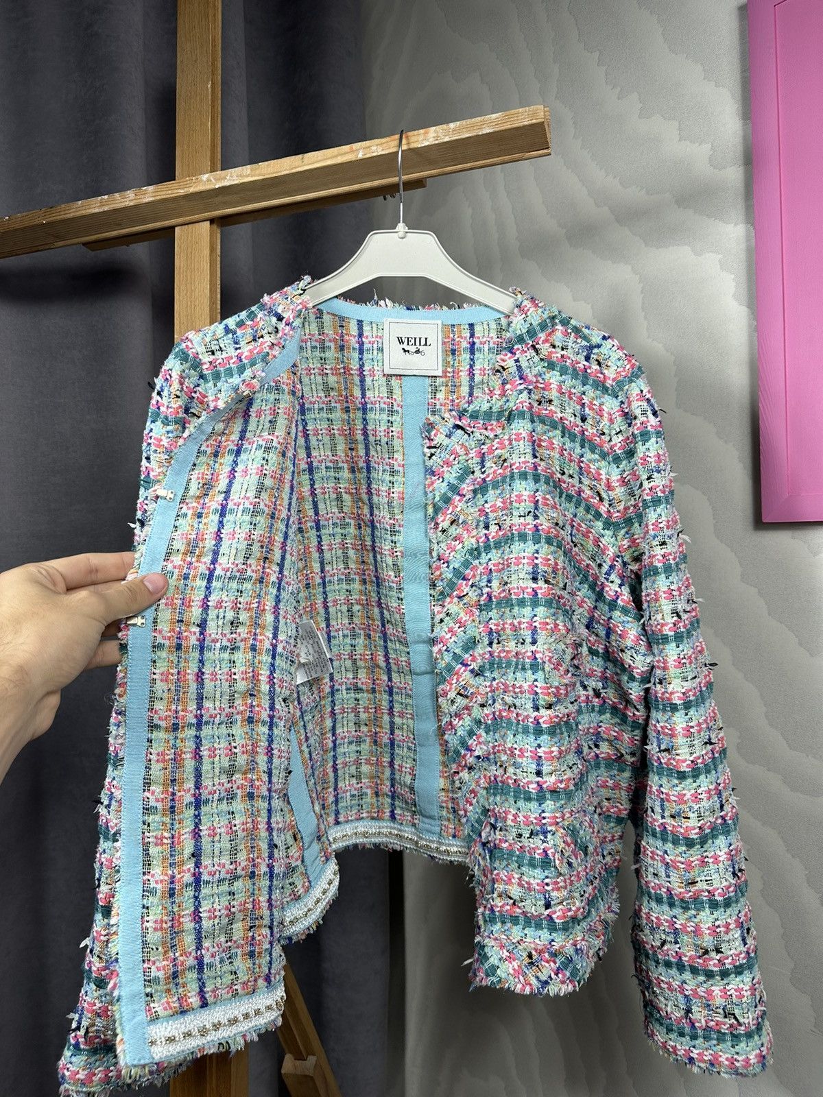 Other Weill Blazer Jacket Fringed Tweed Size L / US 10 / IT 46 - 10 Thumbnail