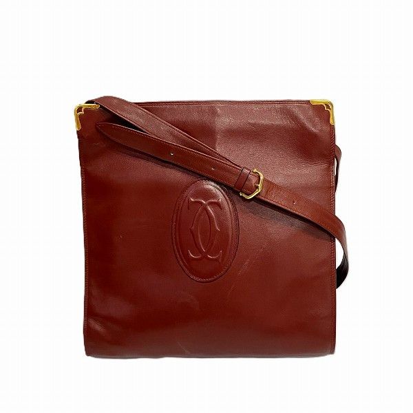 Cartier Cartier Must Line Leather Bordeaux Shoulder Bag Leather Crossbody Bag in Fair Condition