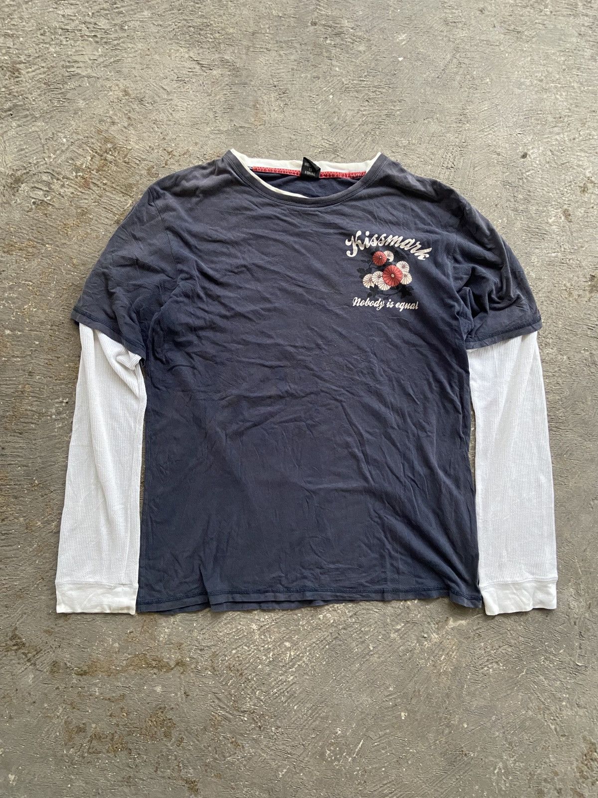 Japanese Brand 2000s Kissmark - Double Layerd Long Sleeve T-Shirt Size US L / EU 52-54 / 3 - 1 Thumbnail